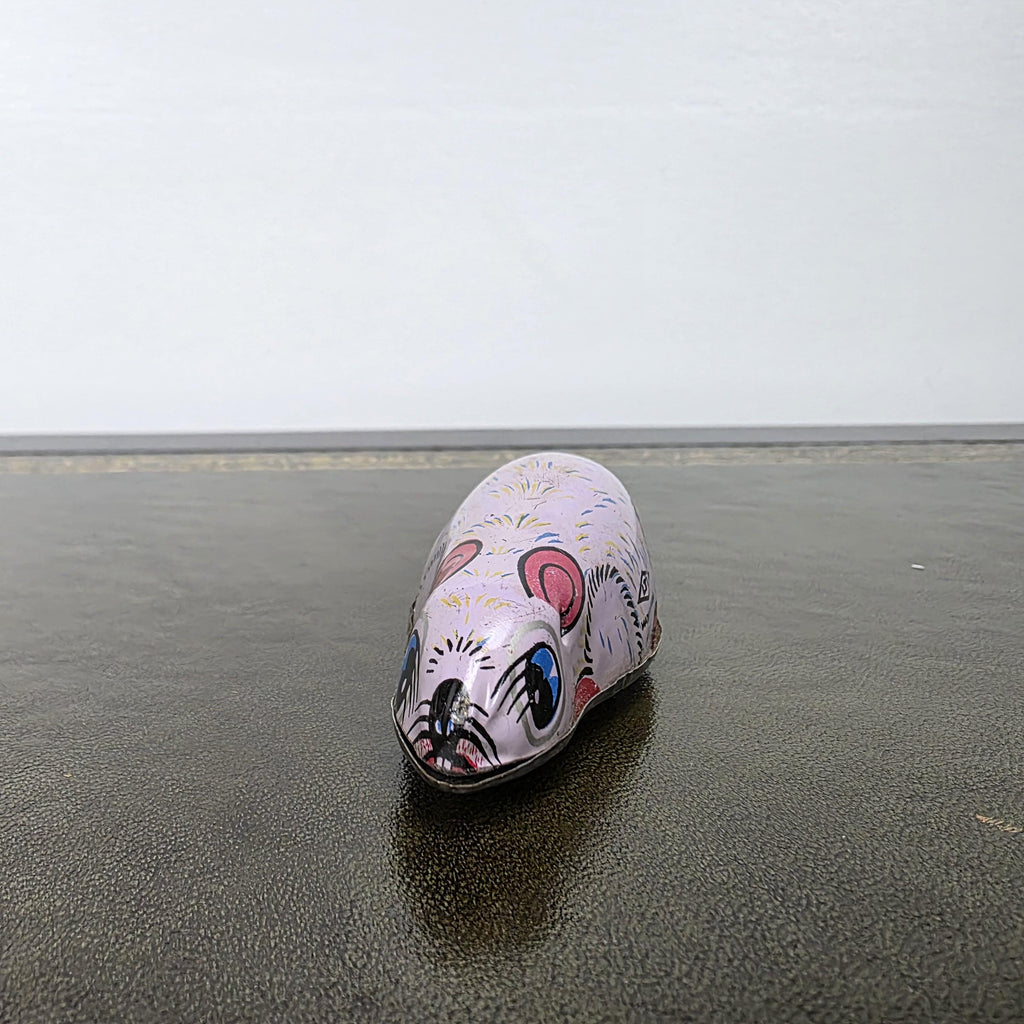 Vintage Wind Up Mouse Tin Toy | Made in India Lithographed Metal | Retro Desk Display