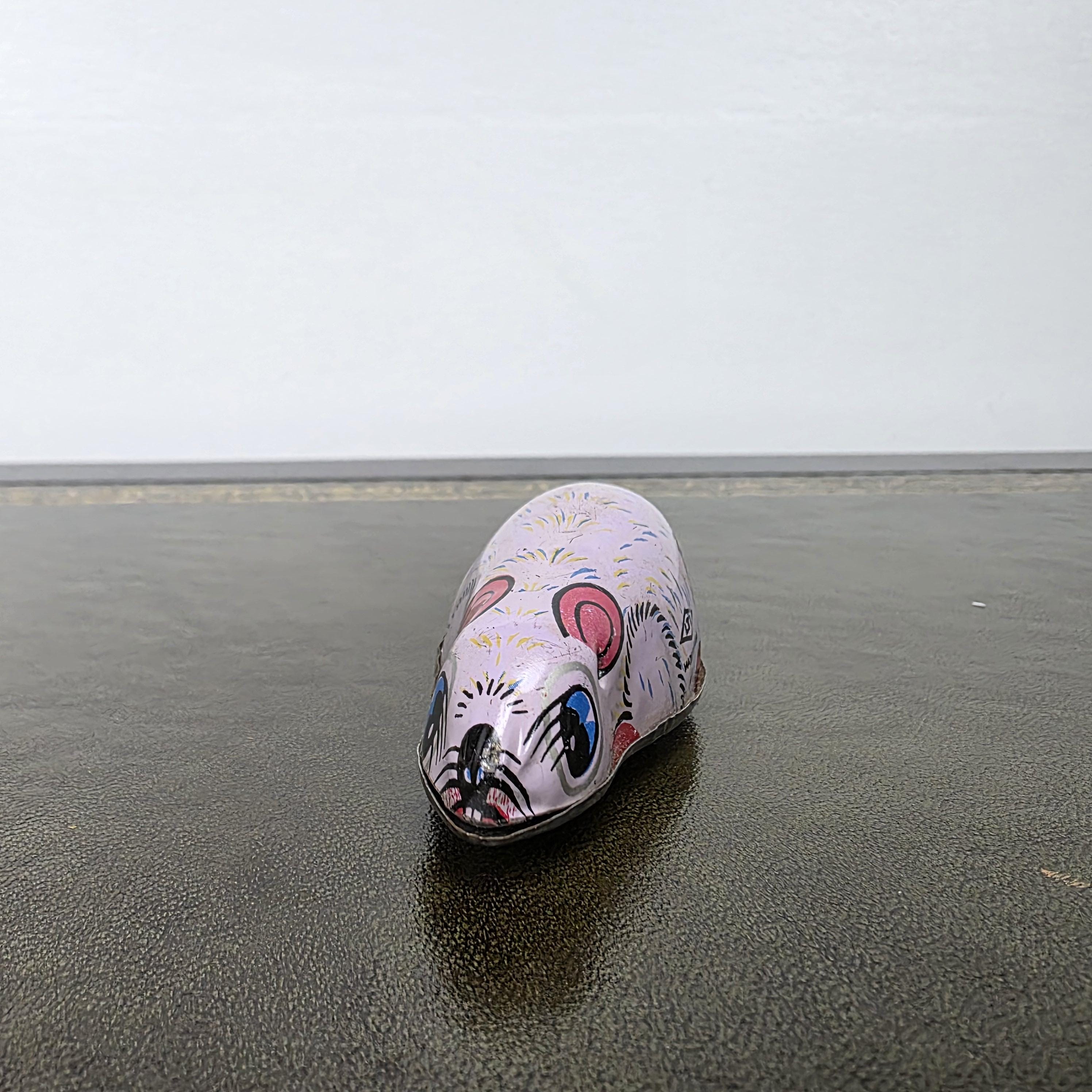 Vintage Wind Up Mouse Tin Toy | Made in India Lithographed Metal | Retro Desk Display