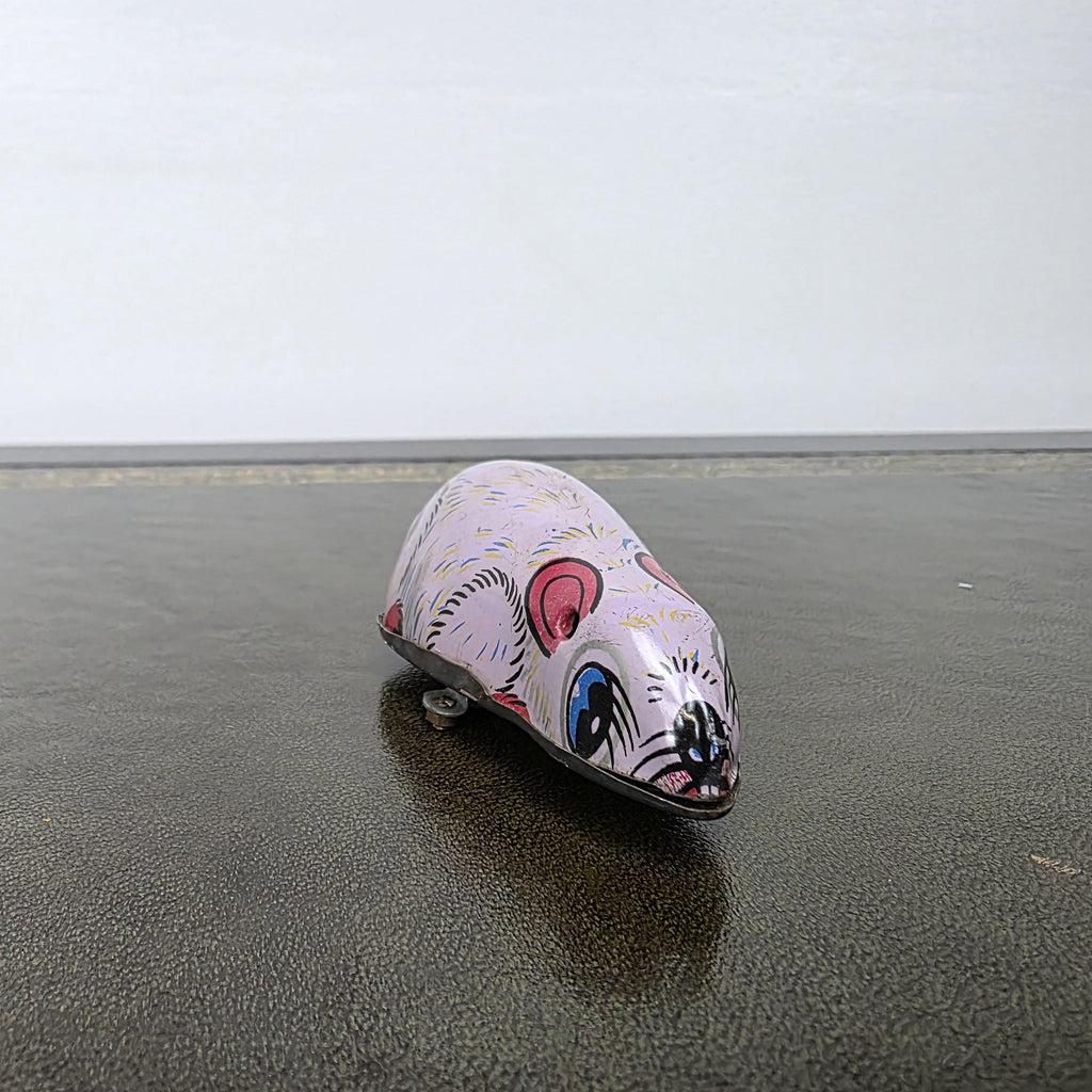 Vintage Wind Up Mouse Tin Toy | Made in India Lithographed Metal | Retro Desk Display