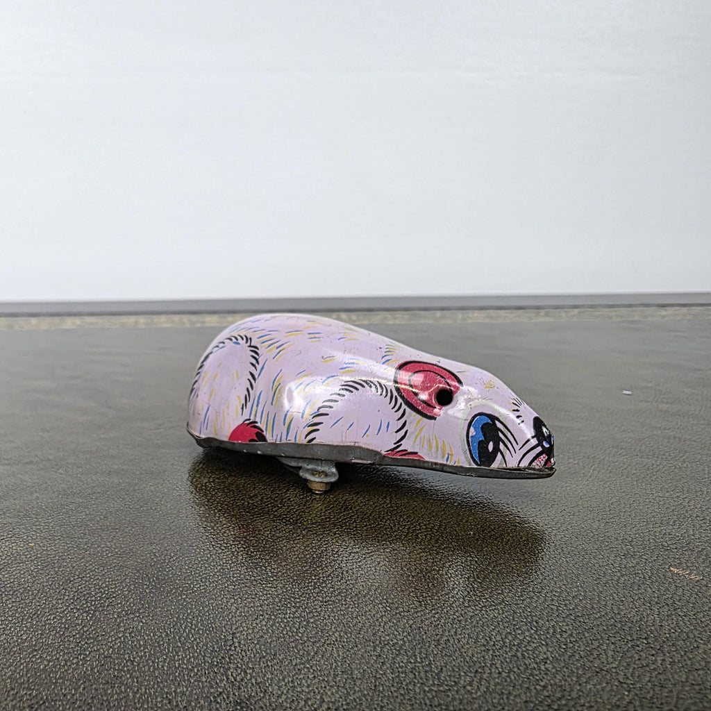 Vintage Wind Up Mouse Tin Toy | Made in India Lithographed Metal | Retro Desk Display