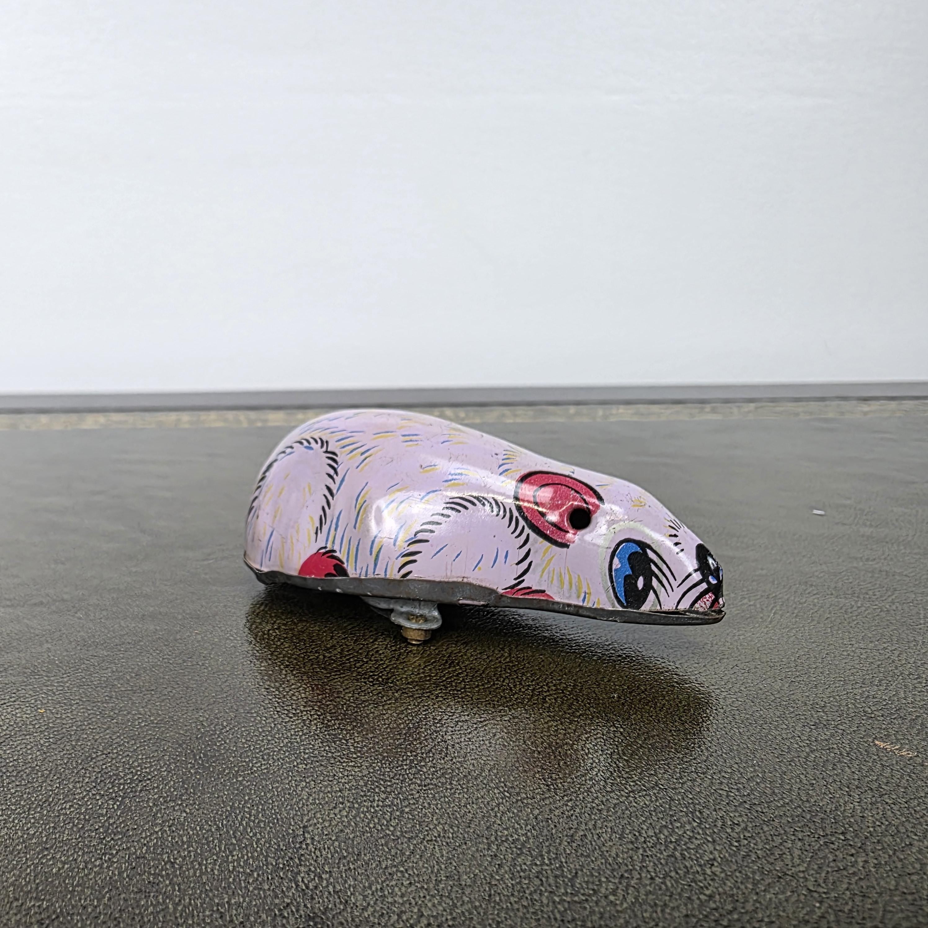 Vintage Wind Up Mouse Tin Toy | Made in India Lithographed Metal | Retro Desk Display