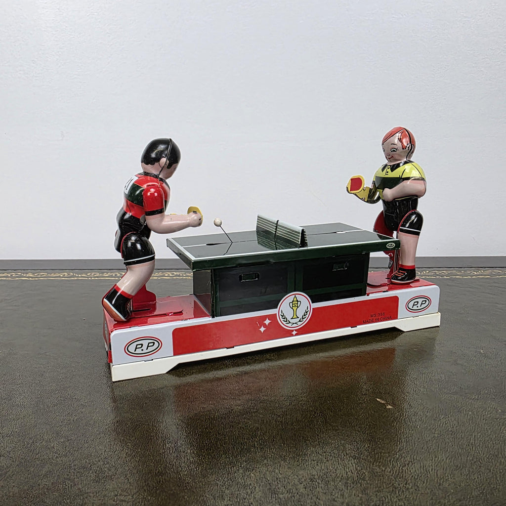Wind Up Table Tennis Tin Toy MS358 | Playing Ping Pong Mechanical | BoxedCave Display Piece