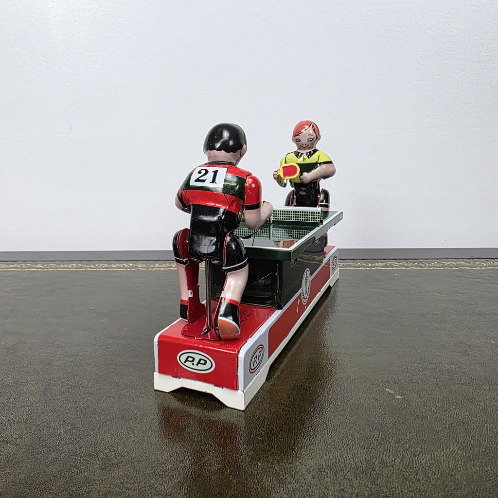 Wind Up Table Tennis Tin Toy MS358 | Playing Ping Pong Mechanical | BoxedCave Display Piece