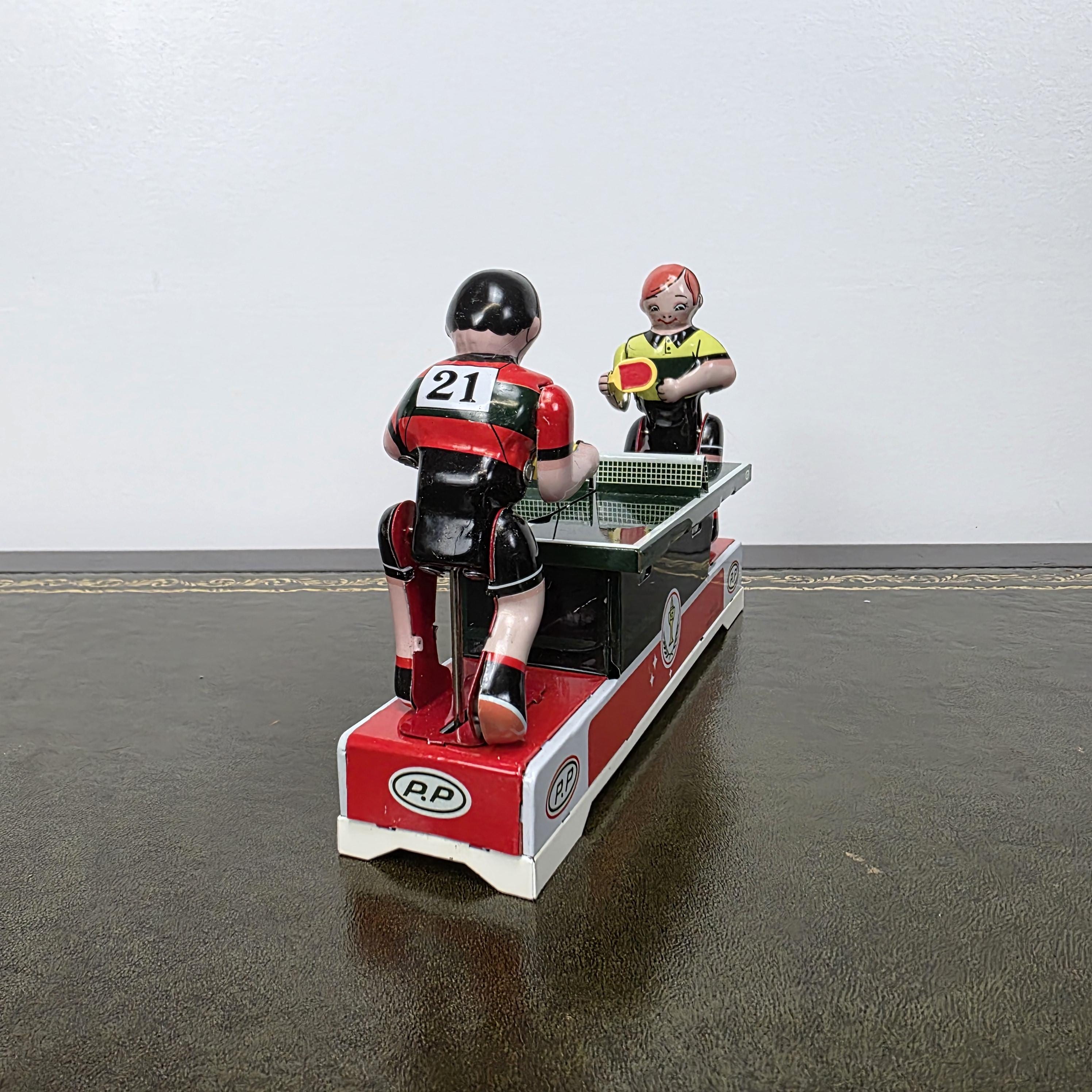 Wind Up Table Tennis Tin Toy MS358 | Playing Ping Pong Mechanical | BoxedCave Display Piece