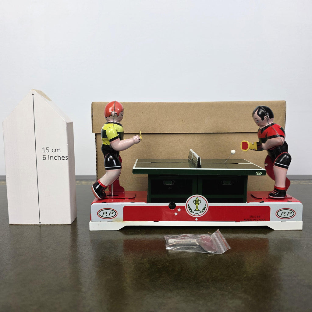 Wind Up Table Tennis Tin Toy MS358 | Playing Ping Pong Mechanical | BoxedCave Display Piece