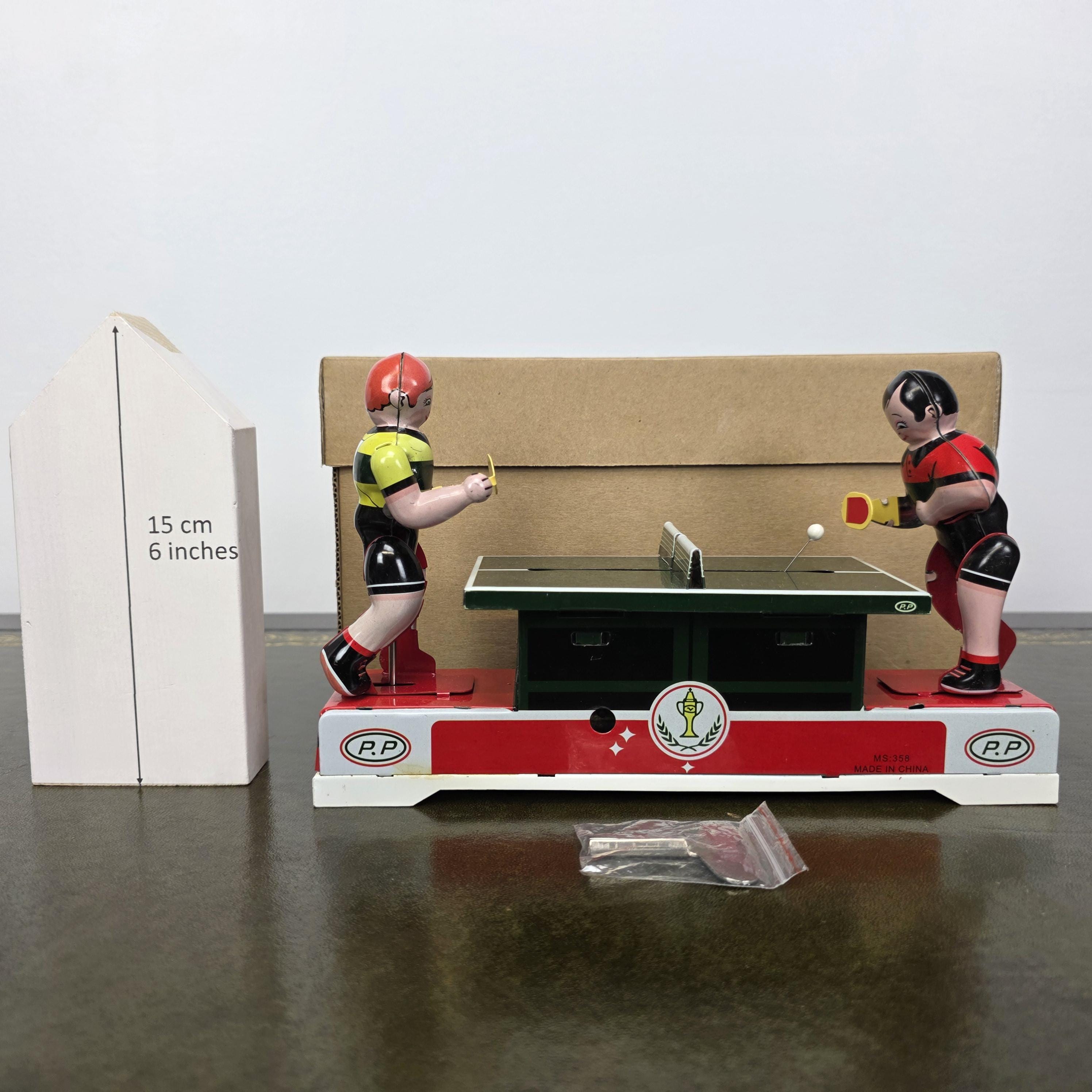 Wind Up Table Tennis Tin Toy MS358 | Playing Ping Pong Mechanical | BoxedCave Display Piece