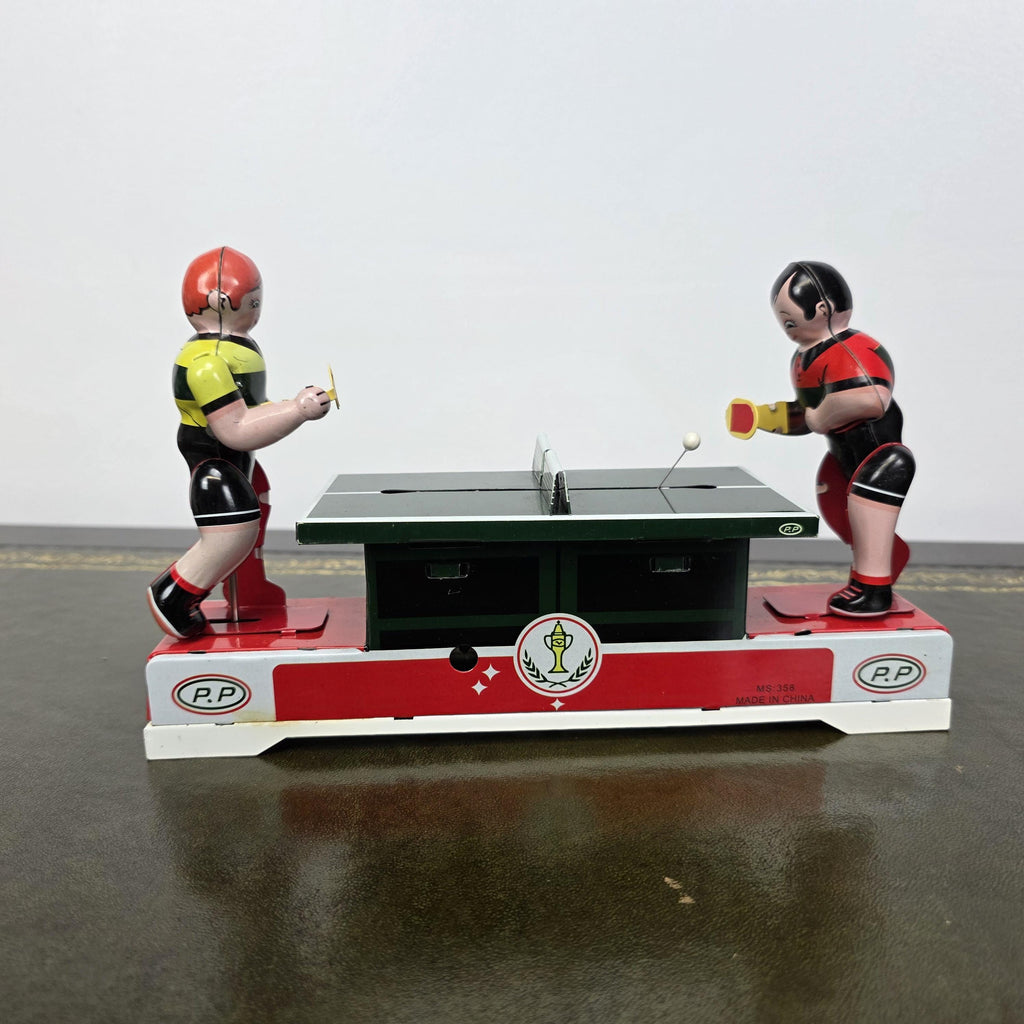 Wind Up Table Tennis Tin Toy MS358 | Playing Ping Pong Mechanical | BoxedCave Display Piece