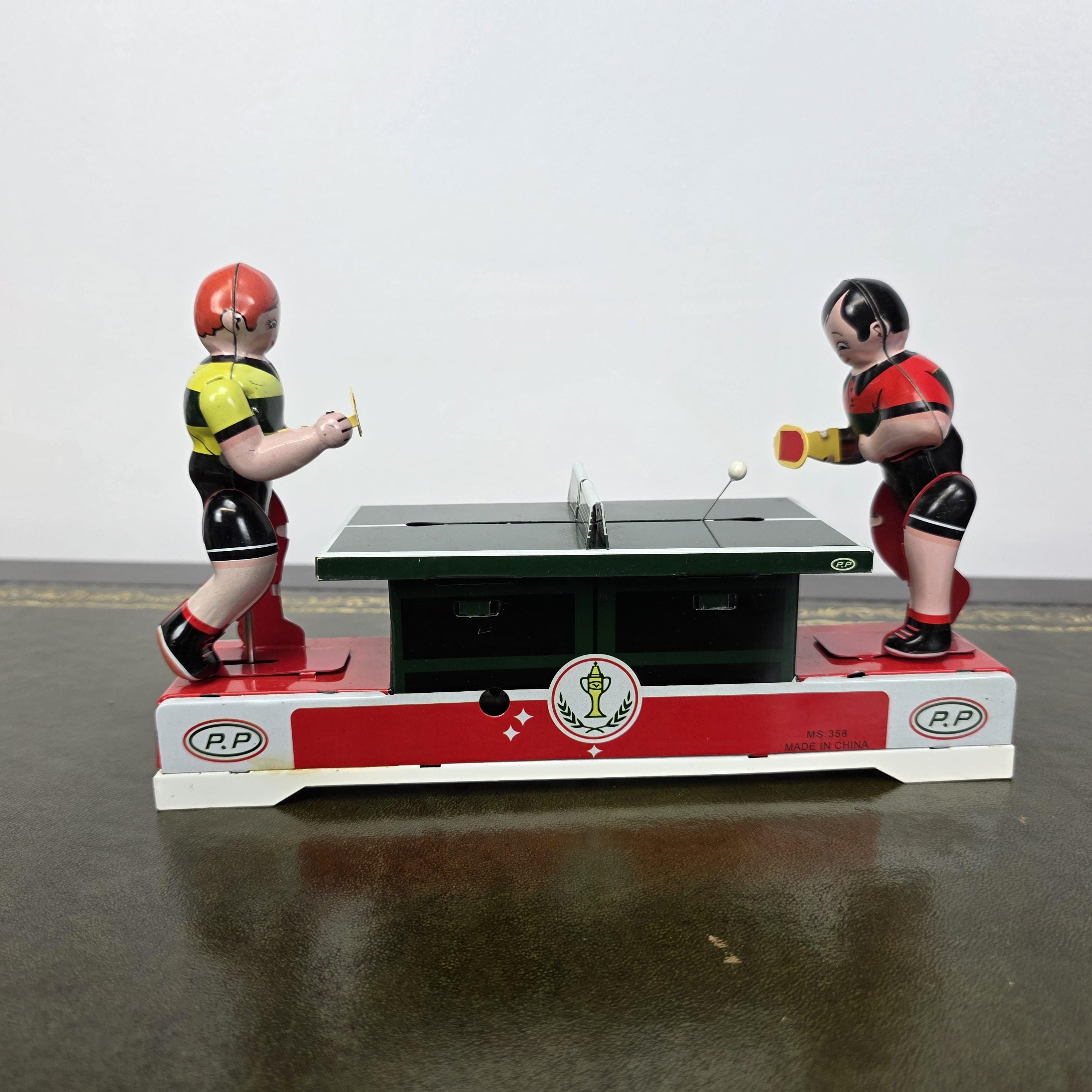 Wind Up Table Tennis Tin Toy MS358 | Playing Ping Pong Mechanical | BoxedCave Display Piece