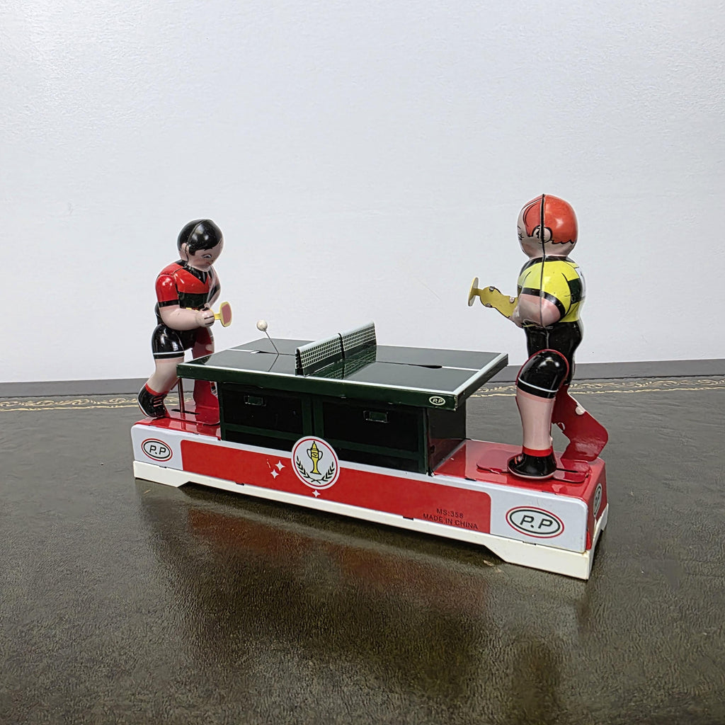 Wind Up Table Tennis Tin Toy MS358 | Playing Ping Pong Mechanical | BoxedCave Display Piece