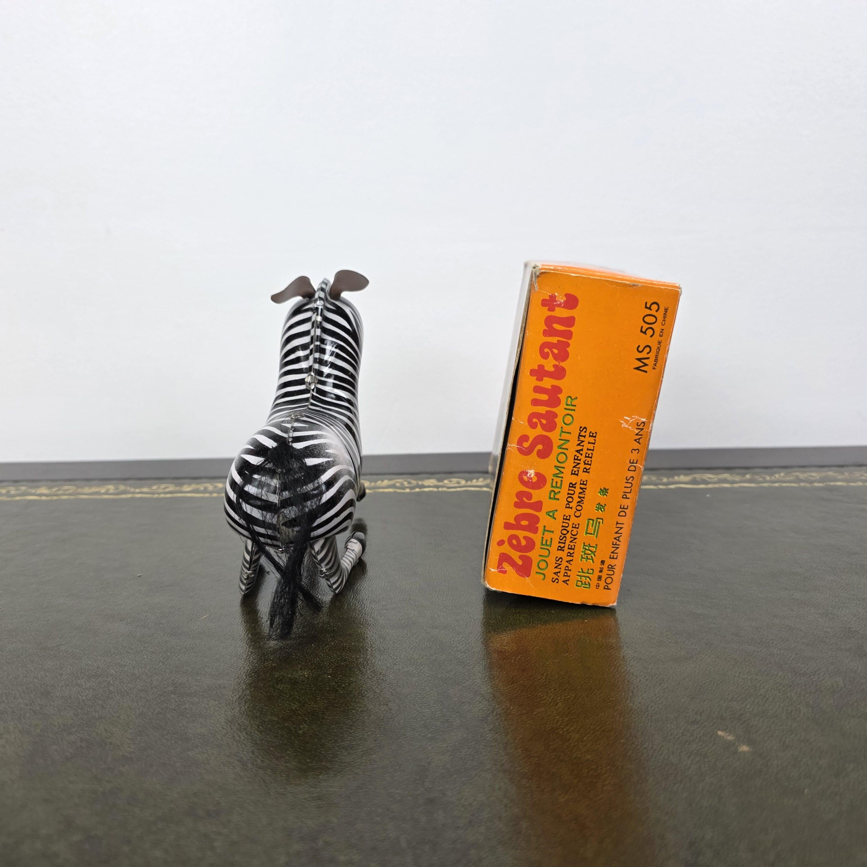 Animal Themed Vintage Decor MS505 Jumping Zebra Wind Up Tin Toy | Mechanical Collectable | Boxed