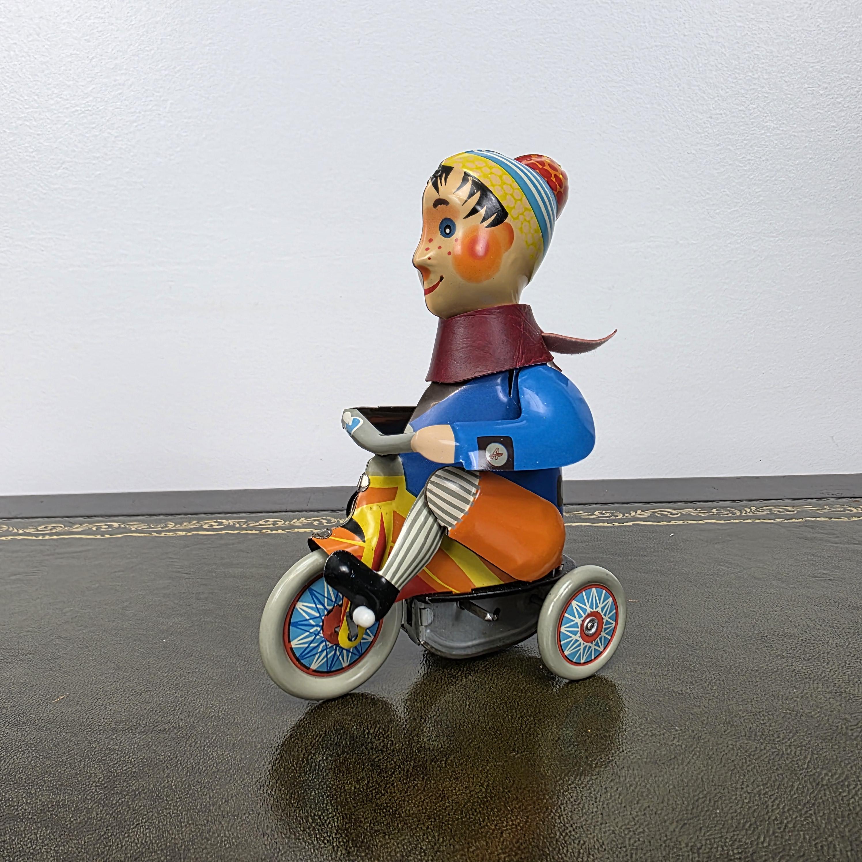 Kovap Retro Boy on a Tricycle Wind Up Tin Toy | Boxed Clockwork Model Czech Collectors