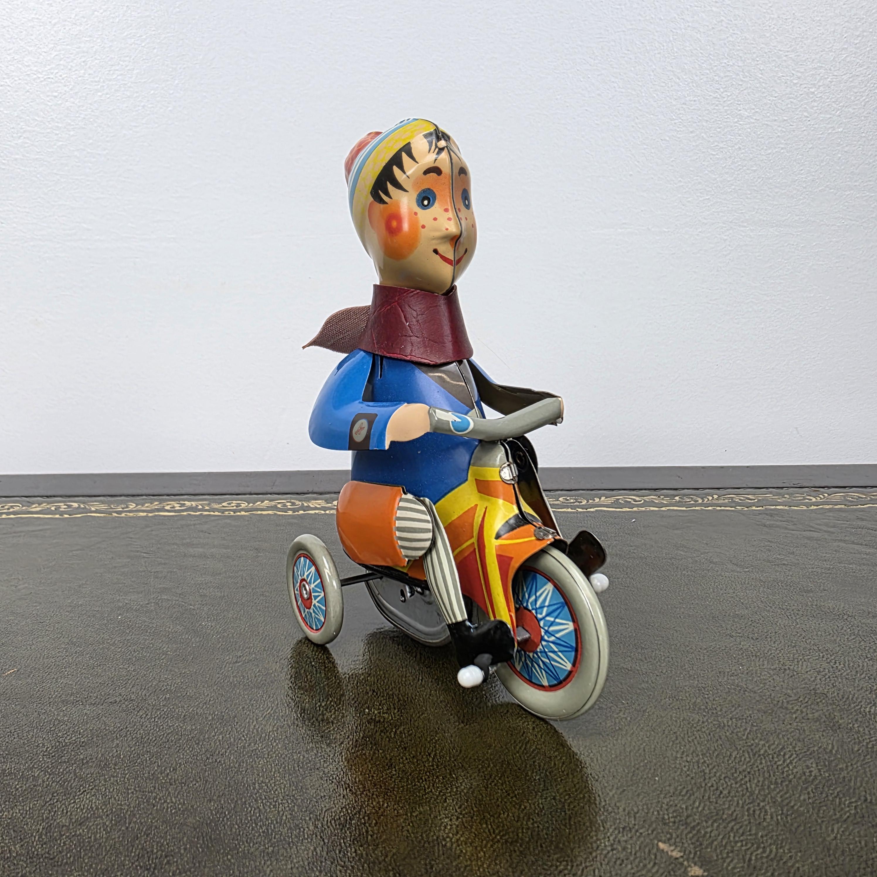 Kovap Retro Boy on a Tricycle Wind Up Tin Toy | Boxed Clockwork Model Czech Collectors