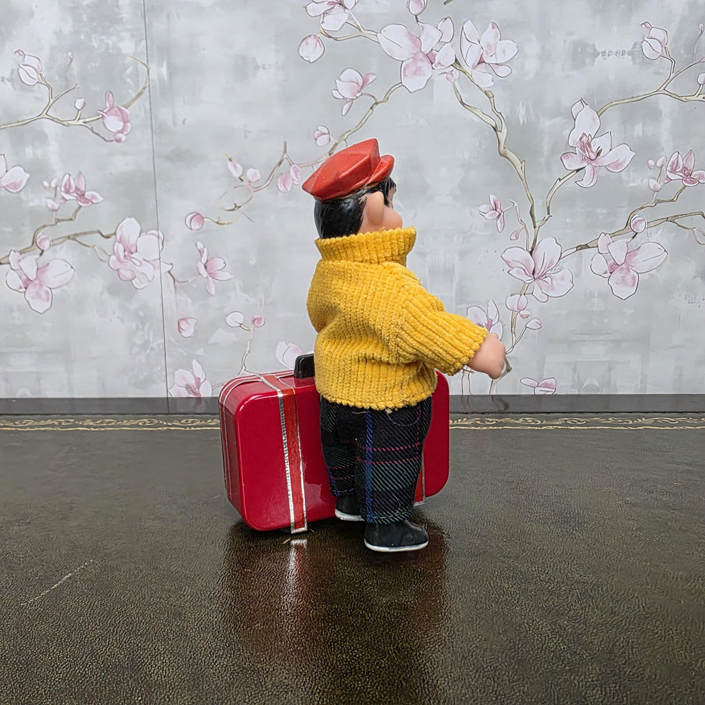 Vintage Wind Up Little Traveller Toy with Suitcase | MS 823 | Boxed China Collectible Figure