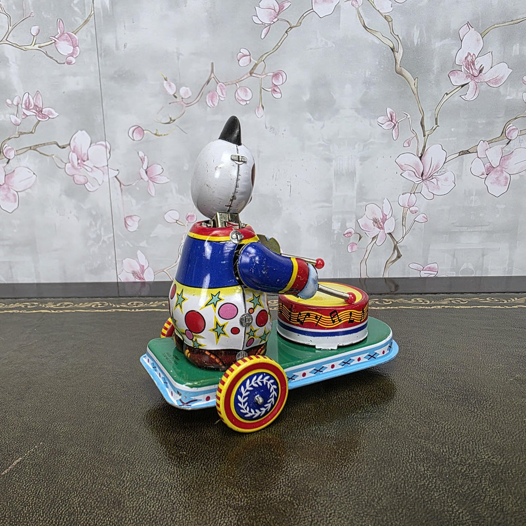 Vintage Tin Wind Up Panda Drummer MS565 Mechanical Toy With Original Box 1960s Collectible