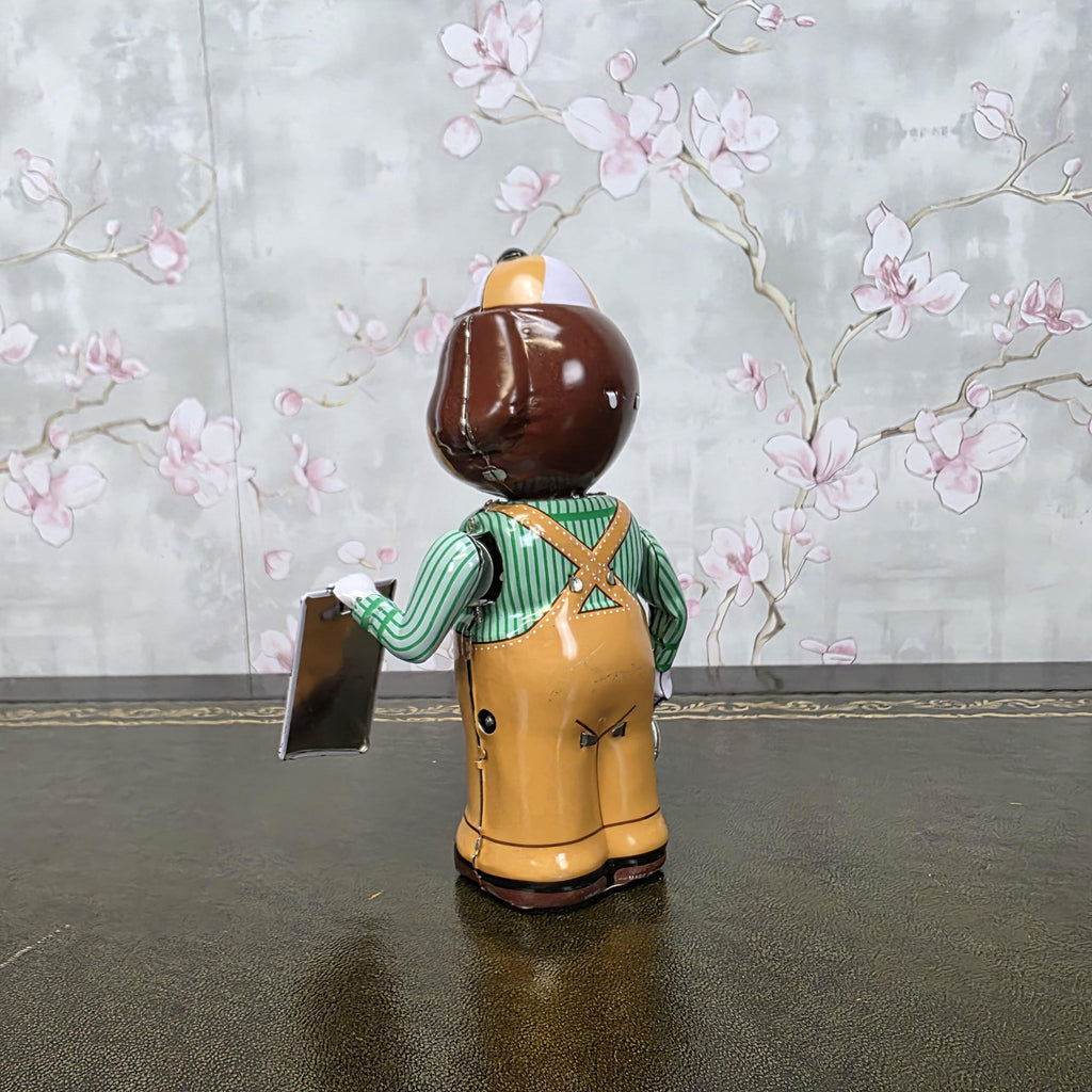 Vintage Wind Up Tin Dog Bell Ringer MS362 Mechanical Collectible With Box Clockwork Figure