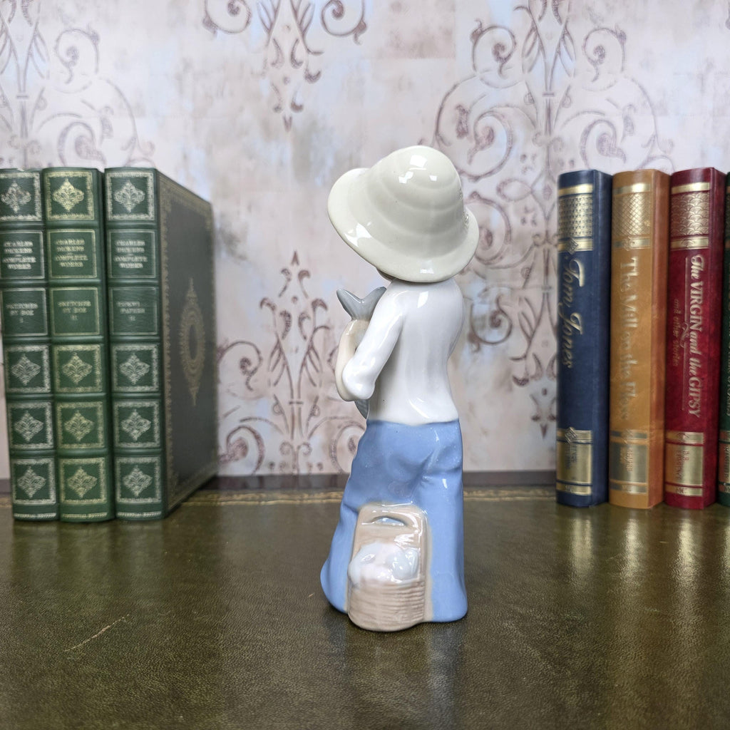 Vintage Casades Boy with Fish Porcelain Figurine | Spanish Vintage Collectible Sculpture Fisherman Child