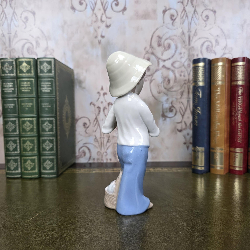 Vintage Casades Boy with Fish Porcelain Figurine | Spanish Vintage Collectible Sculpture Fisherman Child