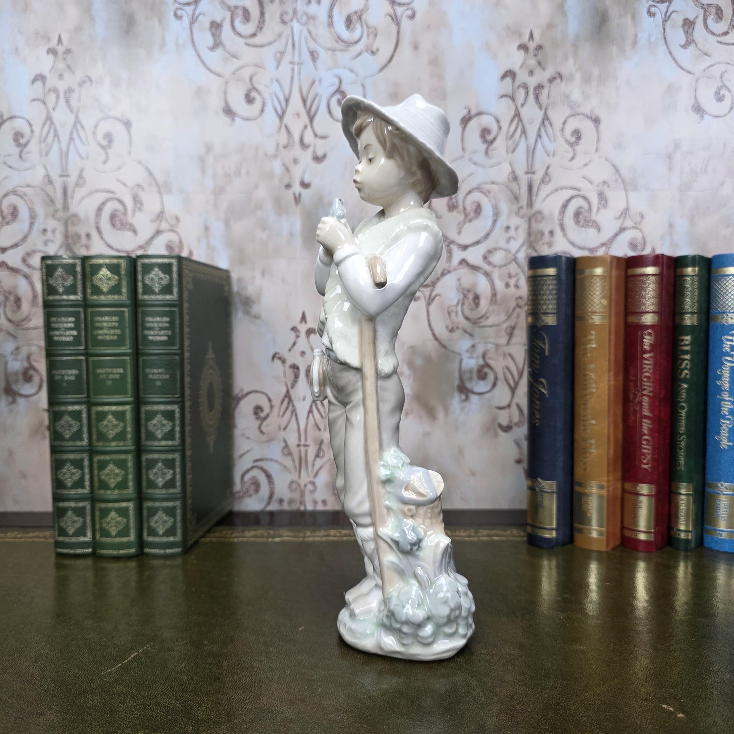 Nao by Lladro Boy with Bird Figurine | Hand Made Spain Porcelain | Vintage 1980s Statue