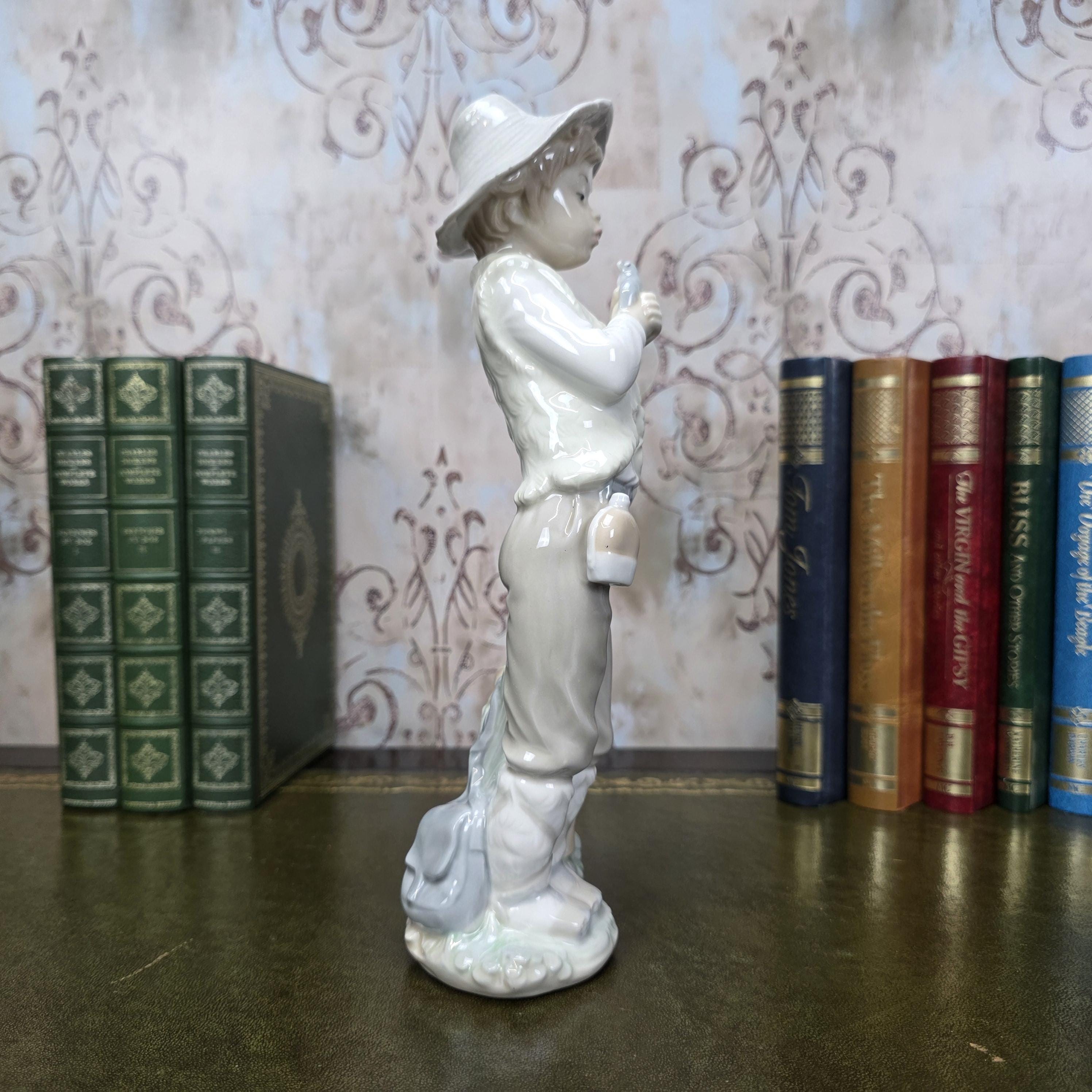 Nao by Lladro Boy with Bird Figurine | Hand Made Spain Porcelain | Vintage 1980s Statue