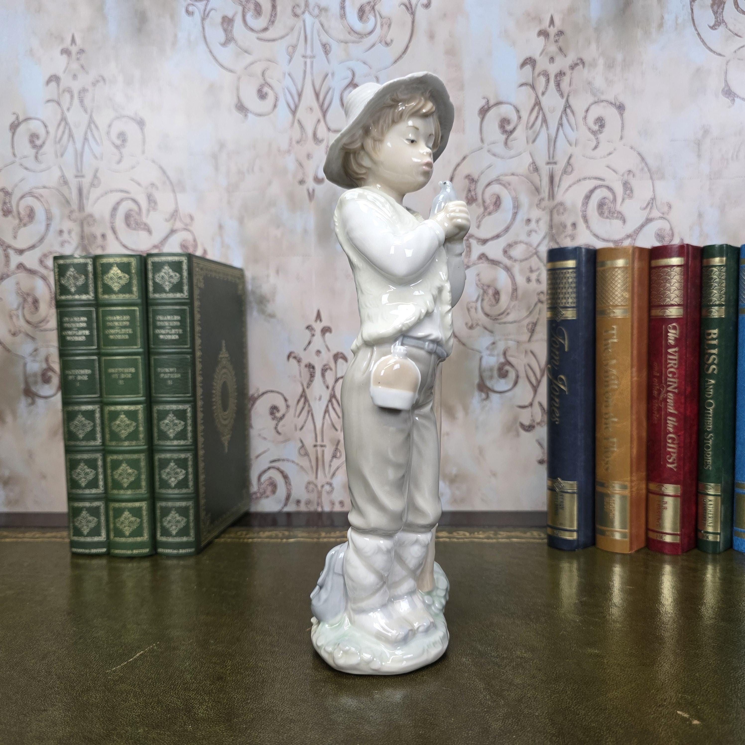 Nao by Lladro Boy with Bird Figurine | Hand Made Spain Porcelain | Vintage 1980s Statue