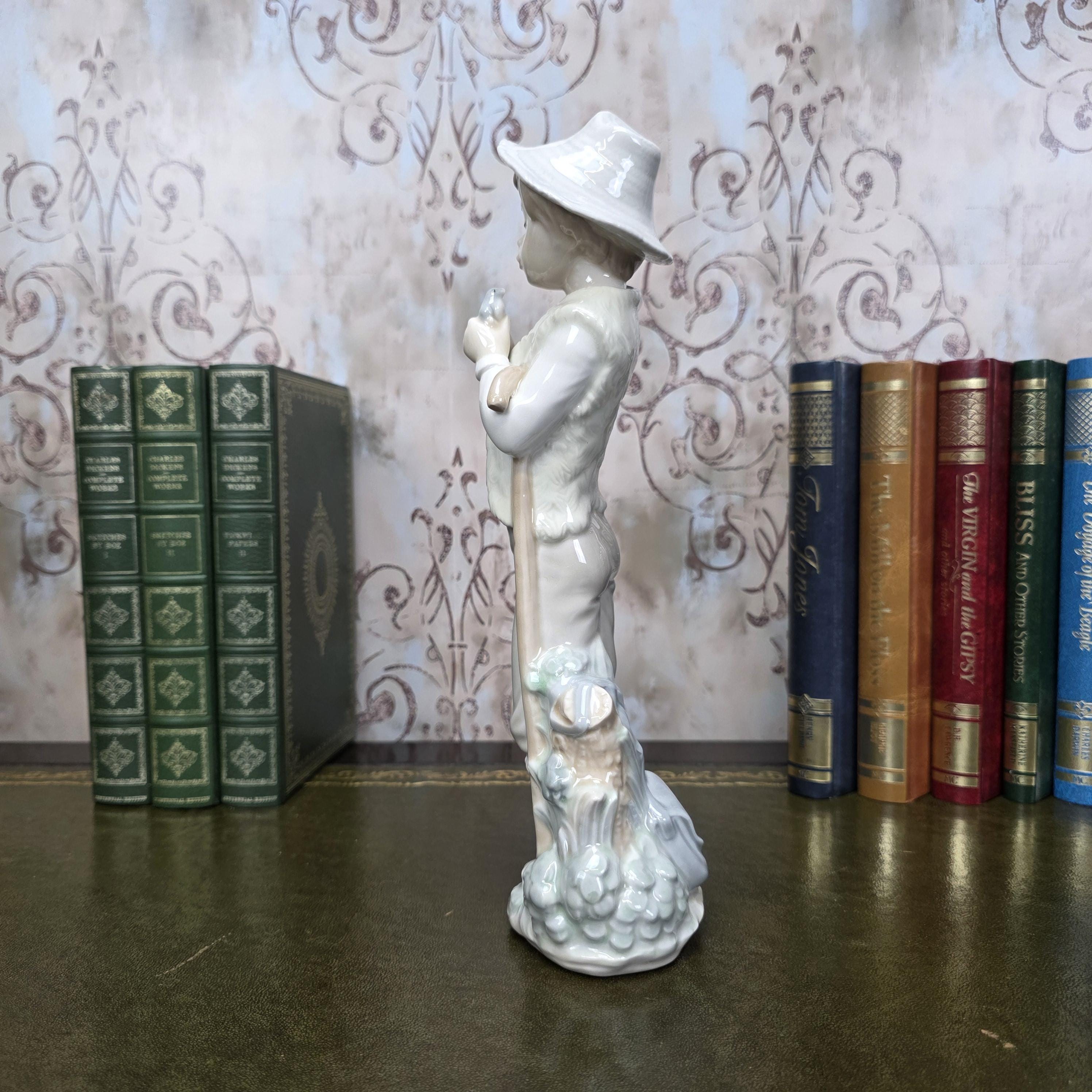 Nao by Lladro Boy with Bird Figurine | Hand Made Spain Porcelain | Vintage 1980s Statue