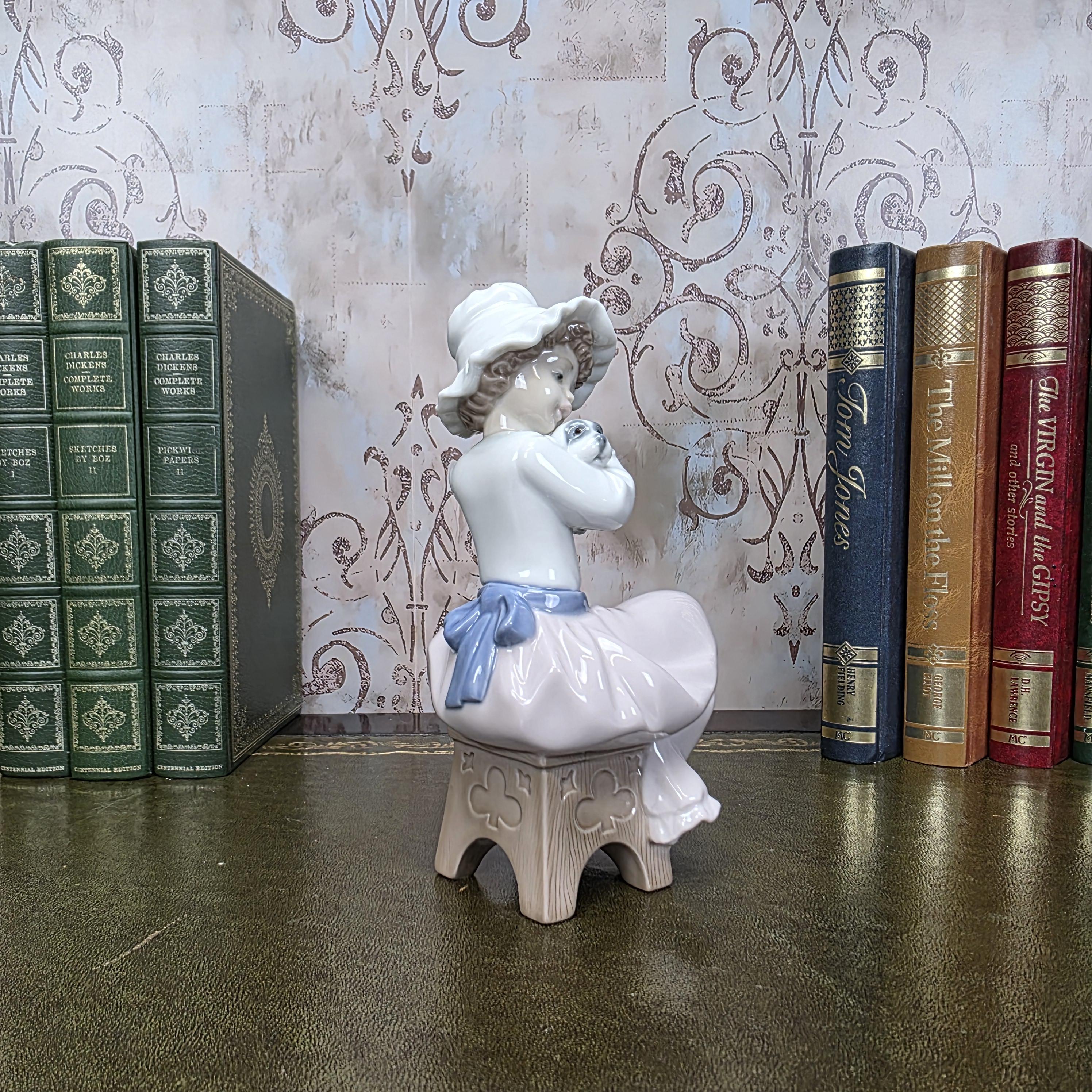Nao by Lladro Girl with Puppy Figurine | Hand Made Spain Porcelain Vintage 1980s Collectible