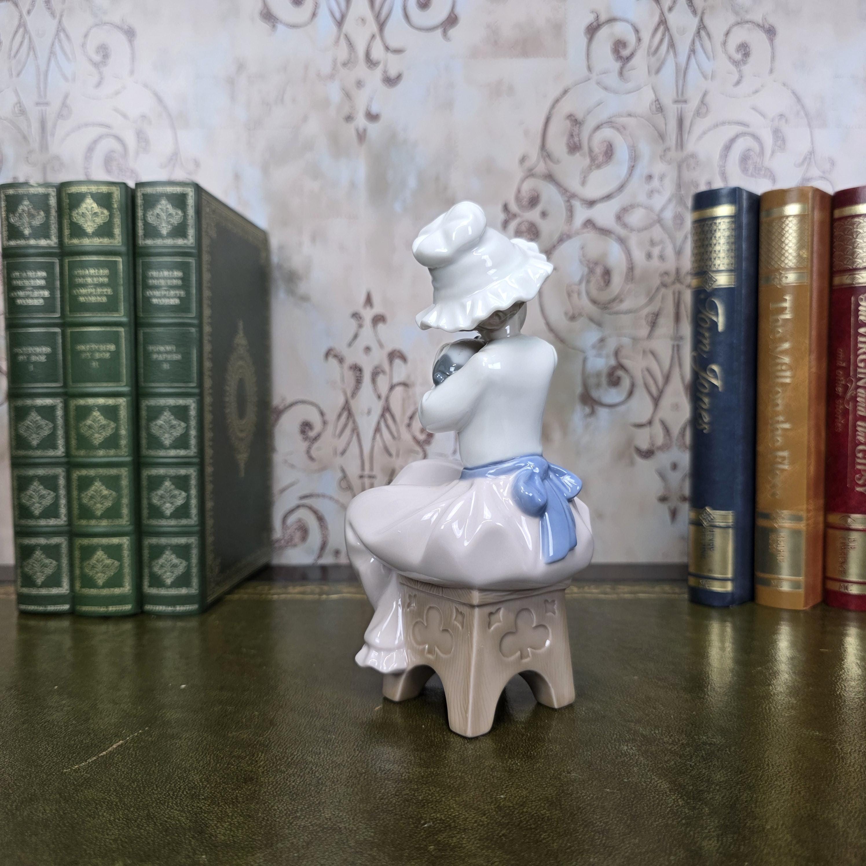 Nao by Lladro Girl with Puppy Figurine | Hand Made Spain Porcelain Vintage 1980s Collectible
