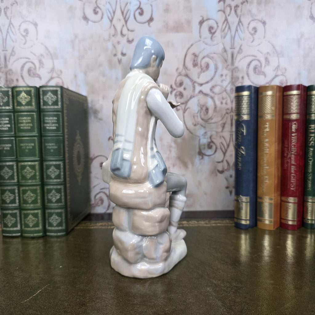 Casades Flute Playing Boy Figurine | Spanish Porcelain Vintage 1970s Collectible Statue Spanish Art