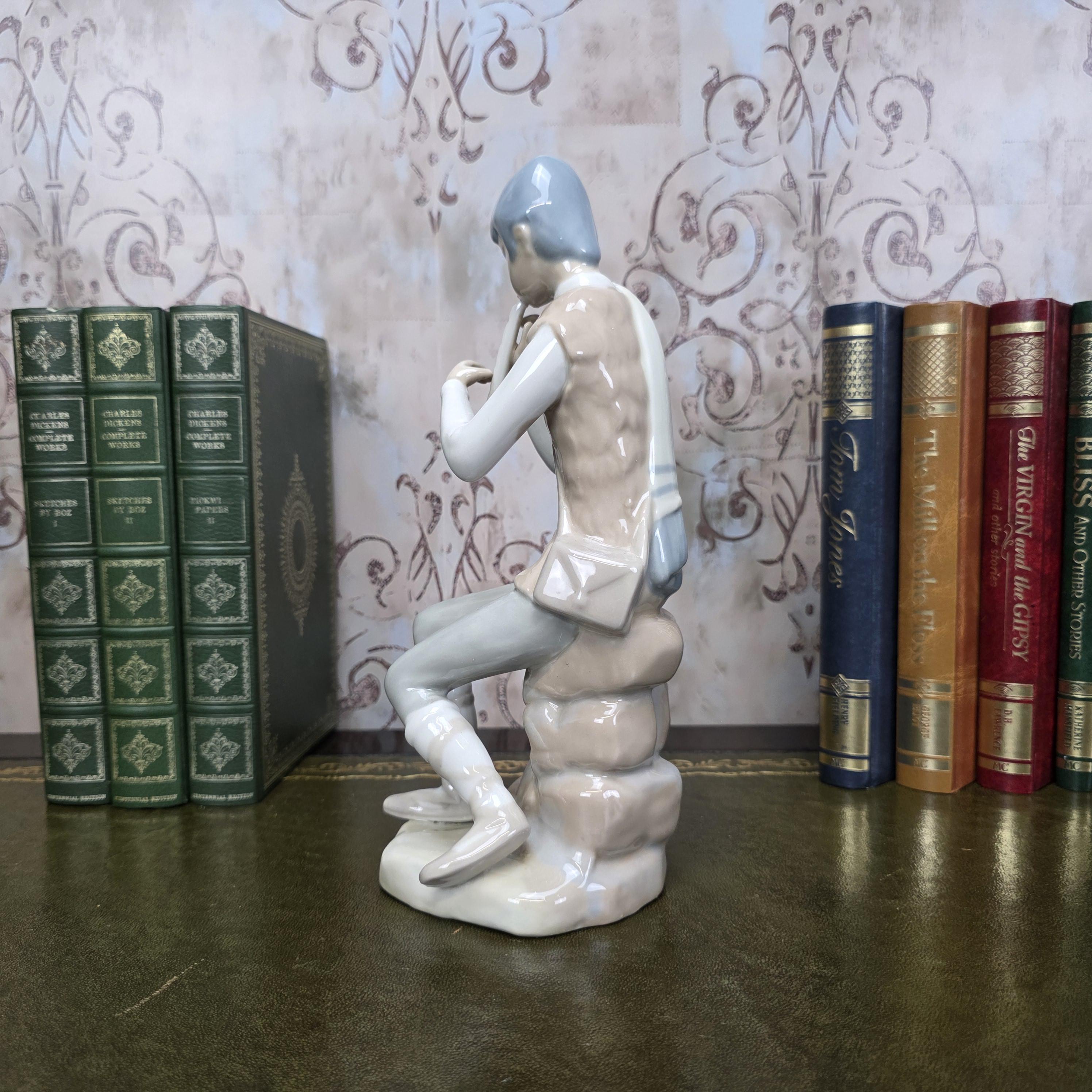 Casades Flute Playing Boy Figurine | Spanish Porcelain Vintage 1970s Collectible Statue Spanish Art