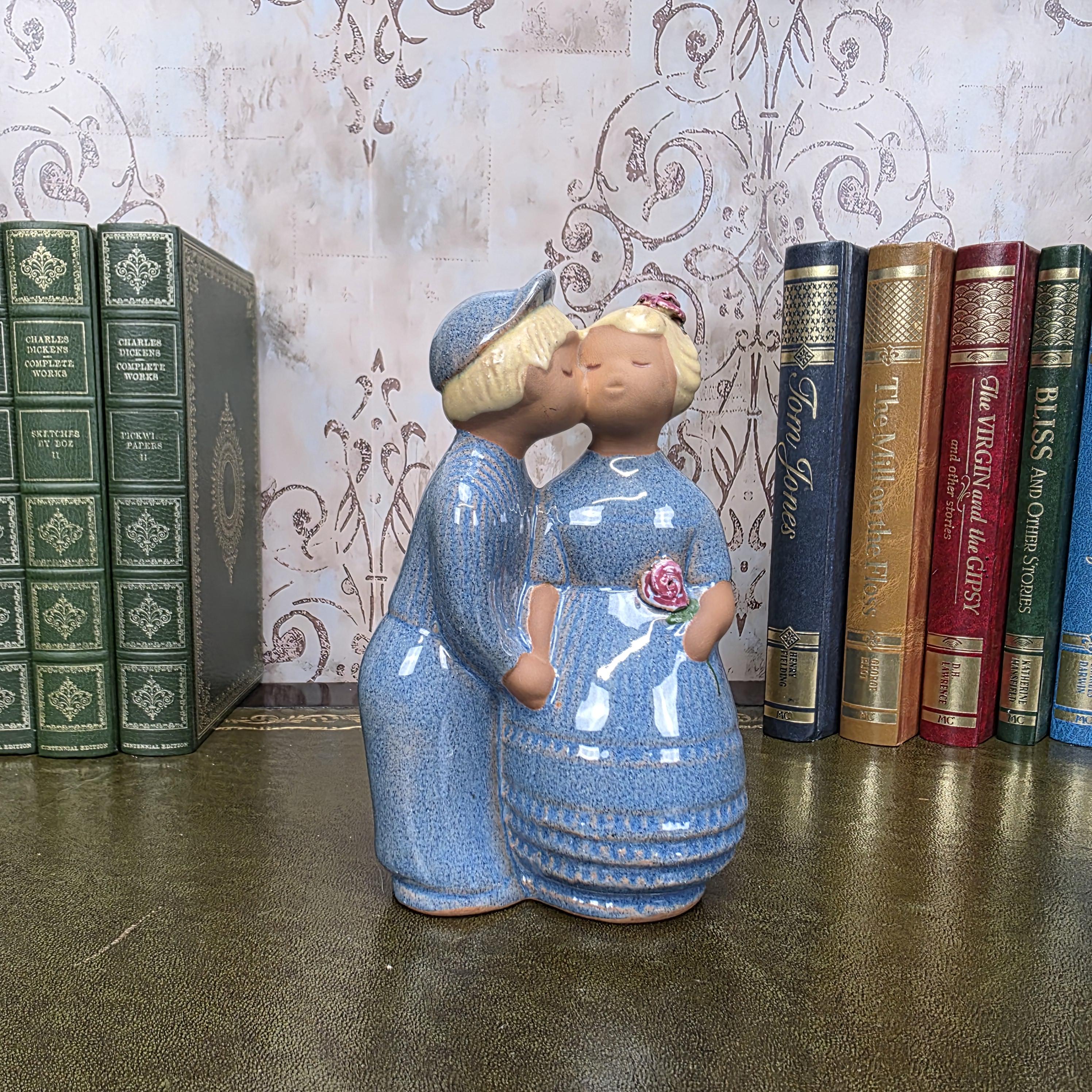 JIE Gantofta Swedish Couple Figurine | Vintage Scandinavian Terracotta Folk Art Statue Nordic Decor