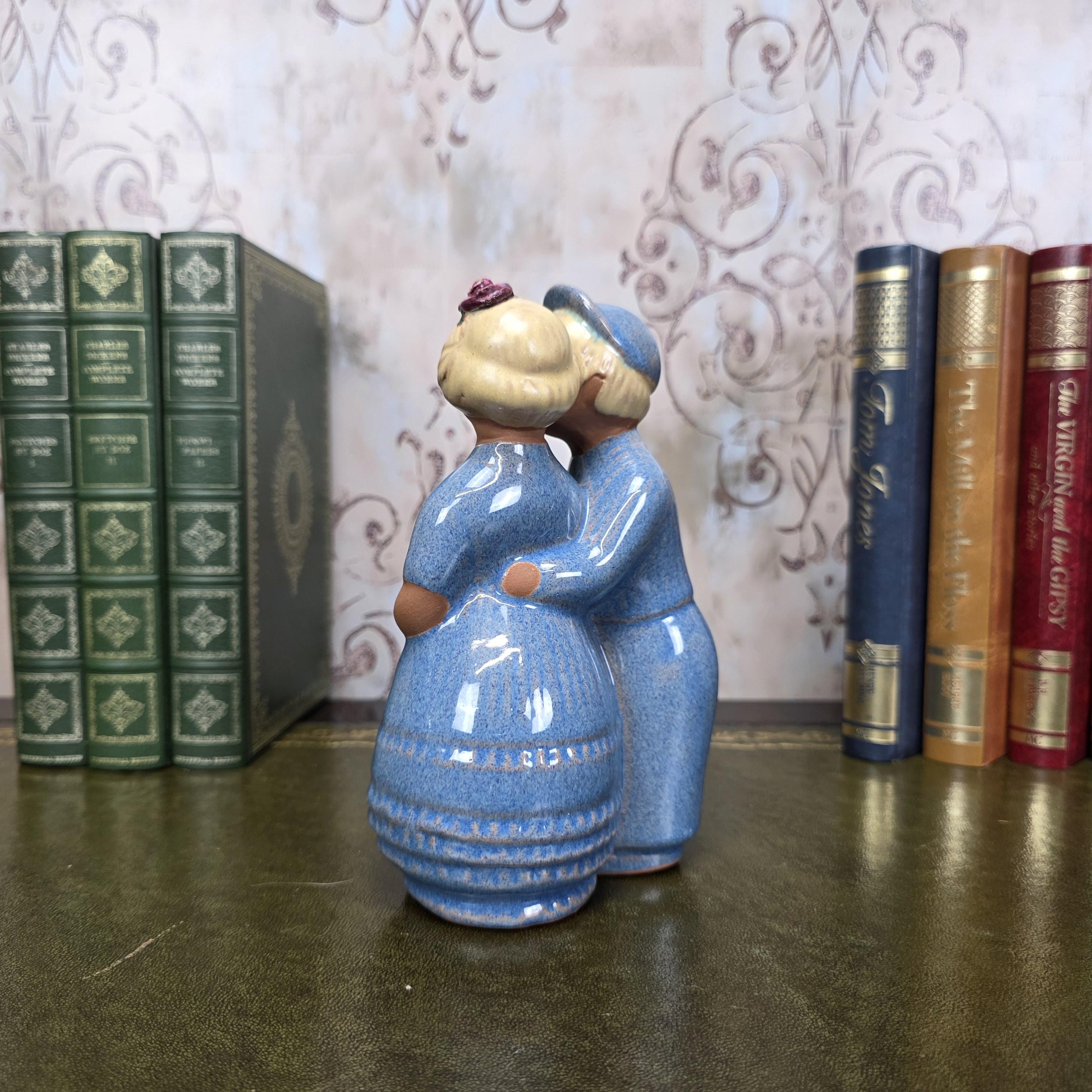 JIE Gantofta Swedish Couple Figurine | Vintage Scandinavian Terracotta Folk Art Statue Nordic Decor