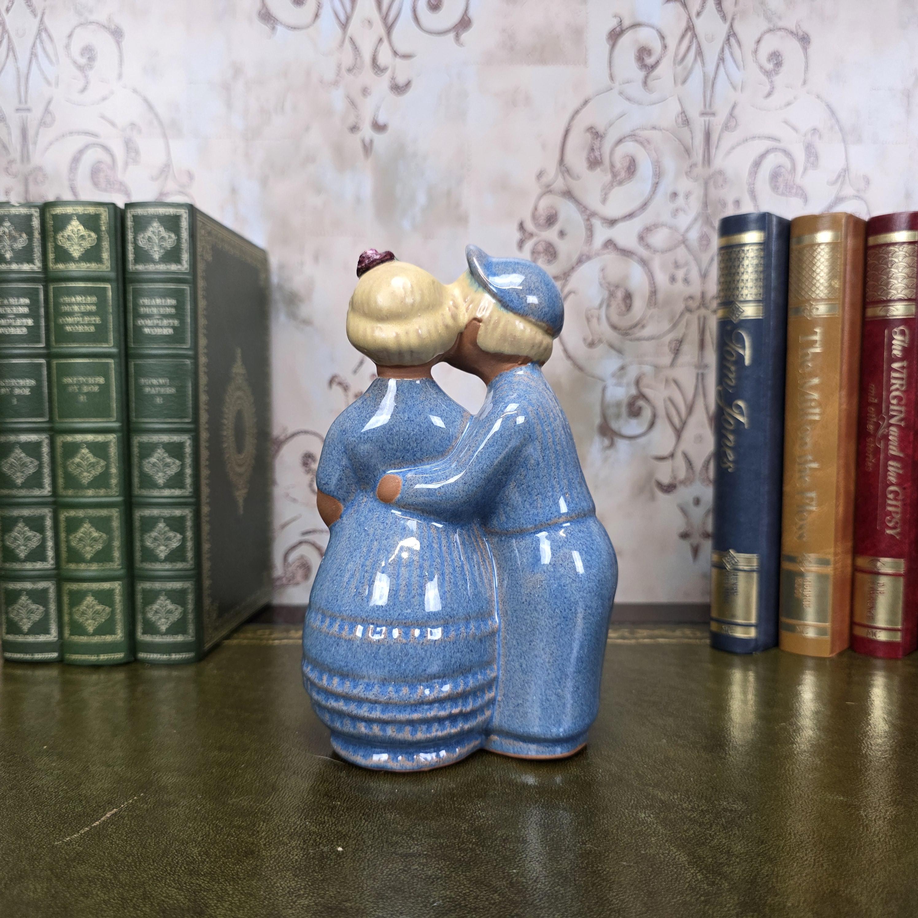 JIE Gantofta Swedish Couple Figurine | Vintage Scandinavian Terracotta Folk Art Statue Nordic Decor