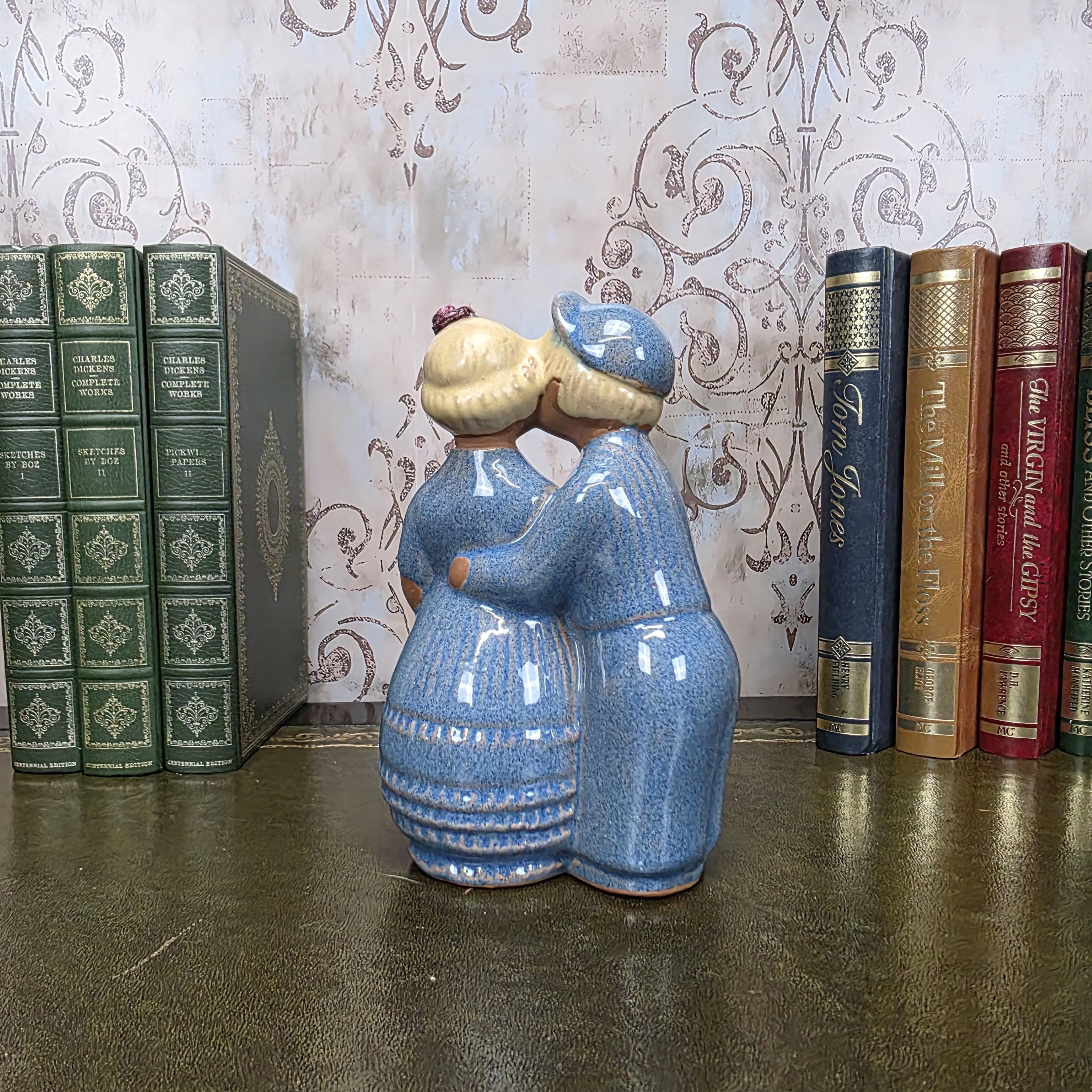 JIE Gantofta Swedish Couple Figurine | Vintage Scandinavian Terracotta Folk Art Statue Nordic Decor