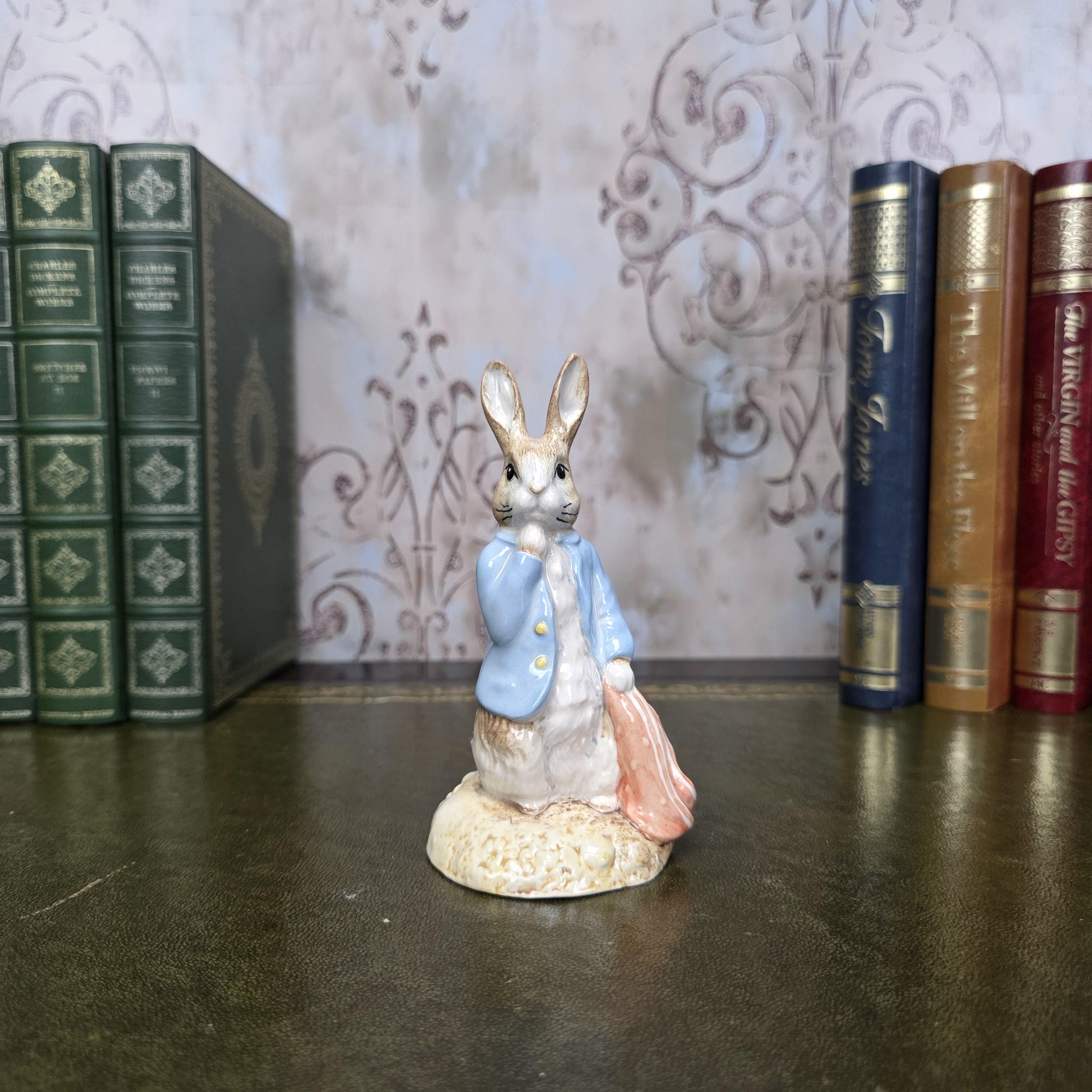 Royal Albert Beatrix Potter Peter Rabbit Figurine | Red Pocket Handkerchief 1990 England Nursery Decor