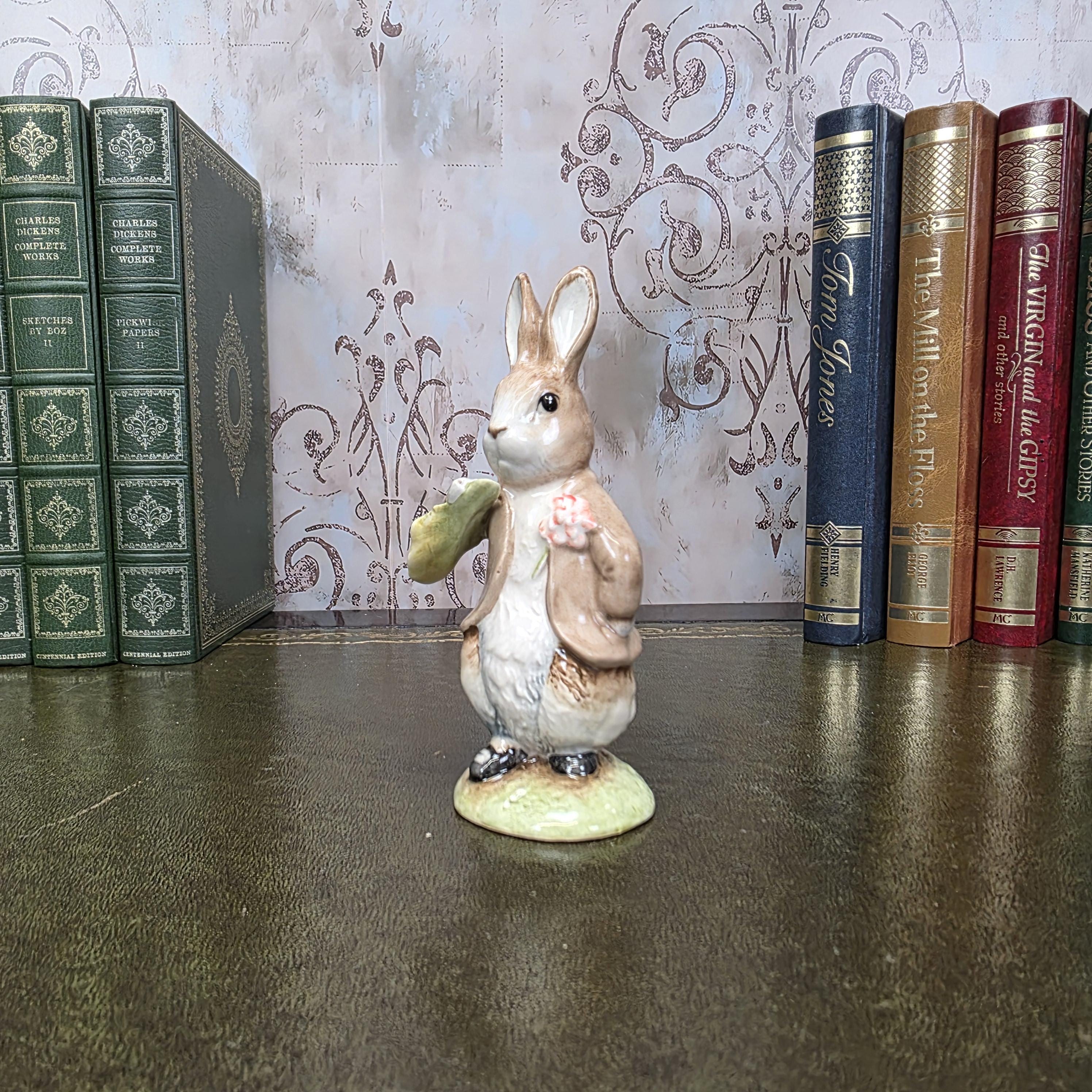 Royal Albert Benjamin Ate a Lettuce Leaf Figurine | 1992 Beatrix Potter Figure Storybook Bunny