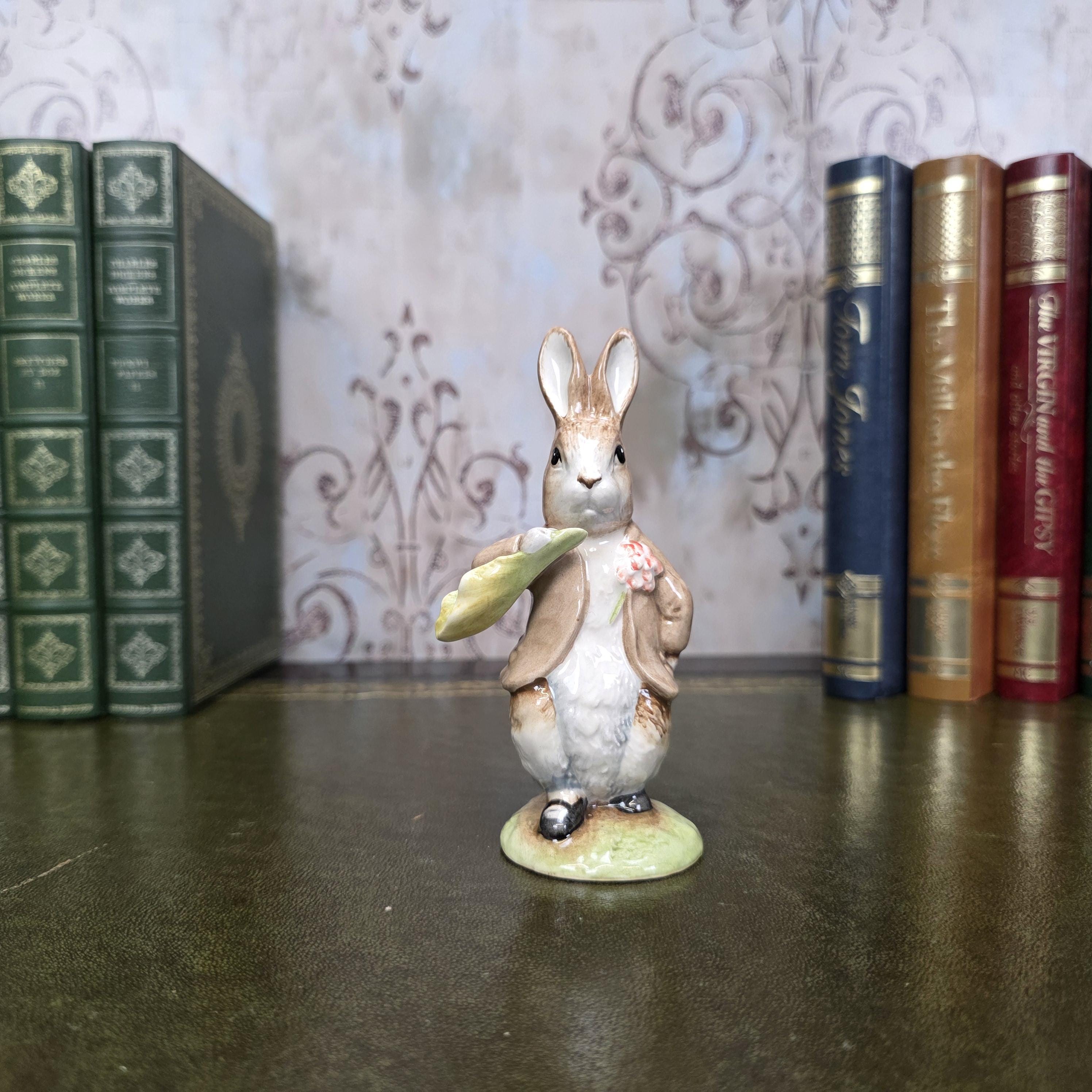 Royal Albert Benjamin Ate a Lettuce Leaf Figurine | 1992 Beatrix Potter Figure Storybook Bunny