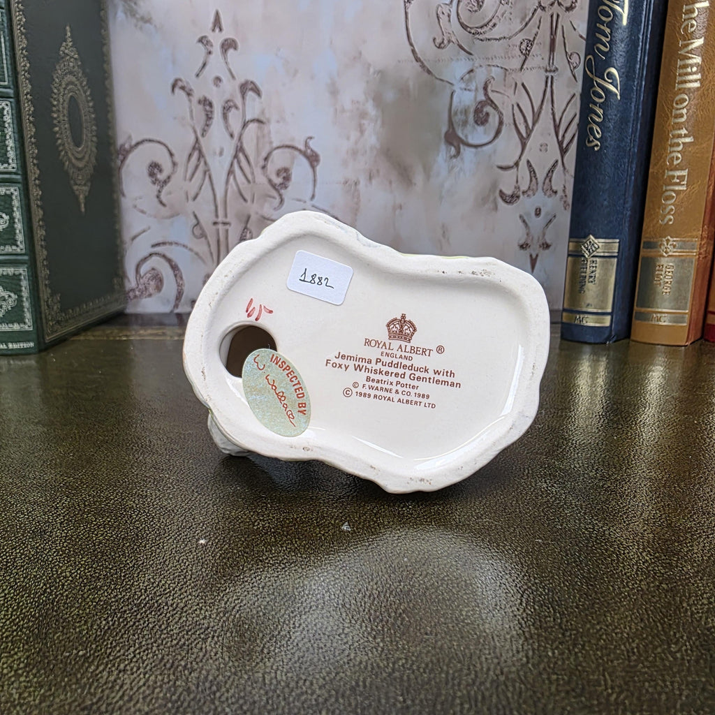 Royal Albert Jemima Puddleduck with Foxy Whiskered Gentleman Figurine | 1989 Bone China Figure