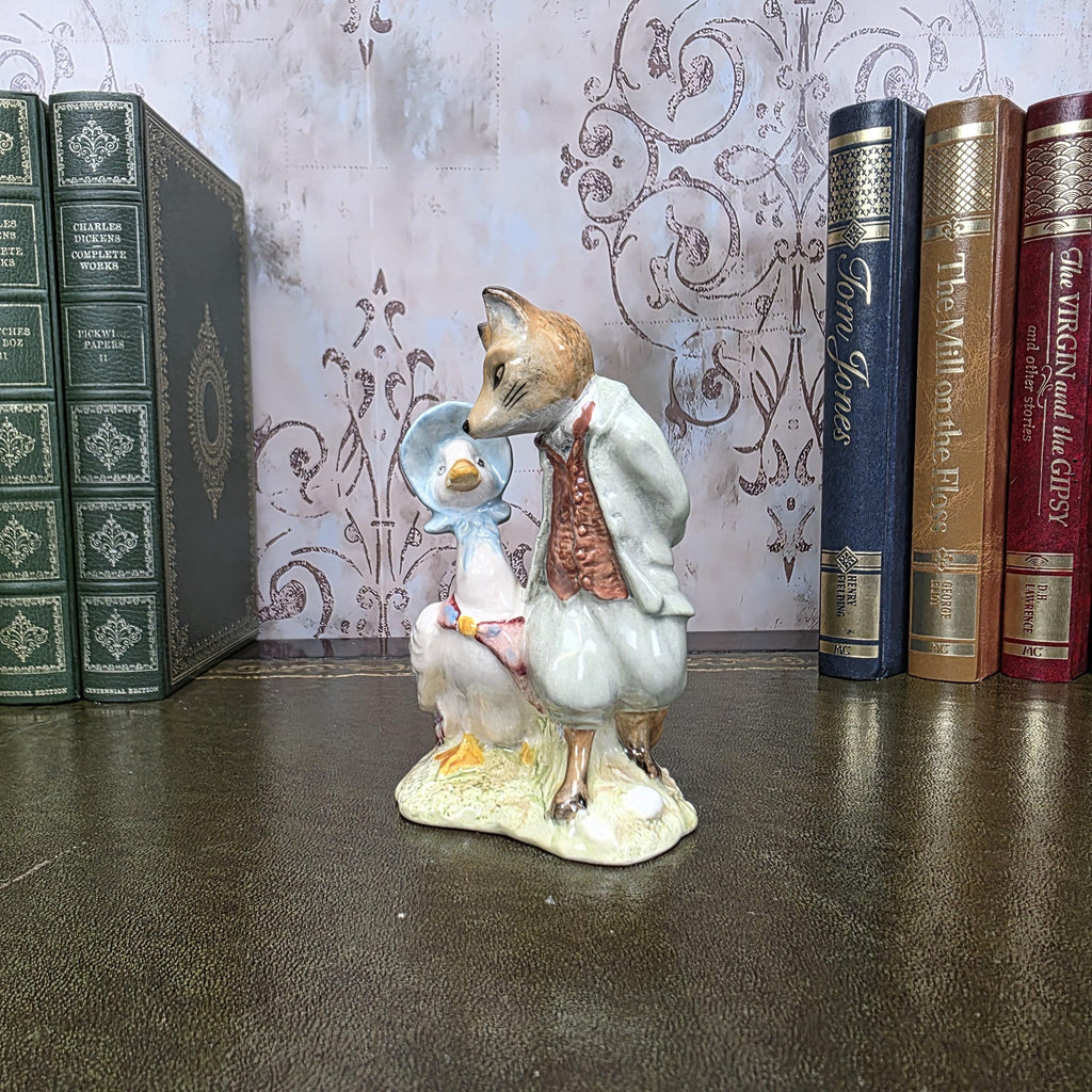 Royal Albert Jemima Puddleduck with Foxy Whiskered Gentleman Figurine | 1989 Bone China Figure