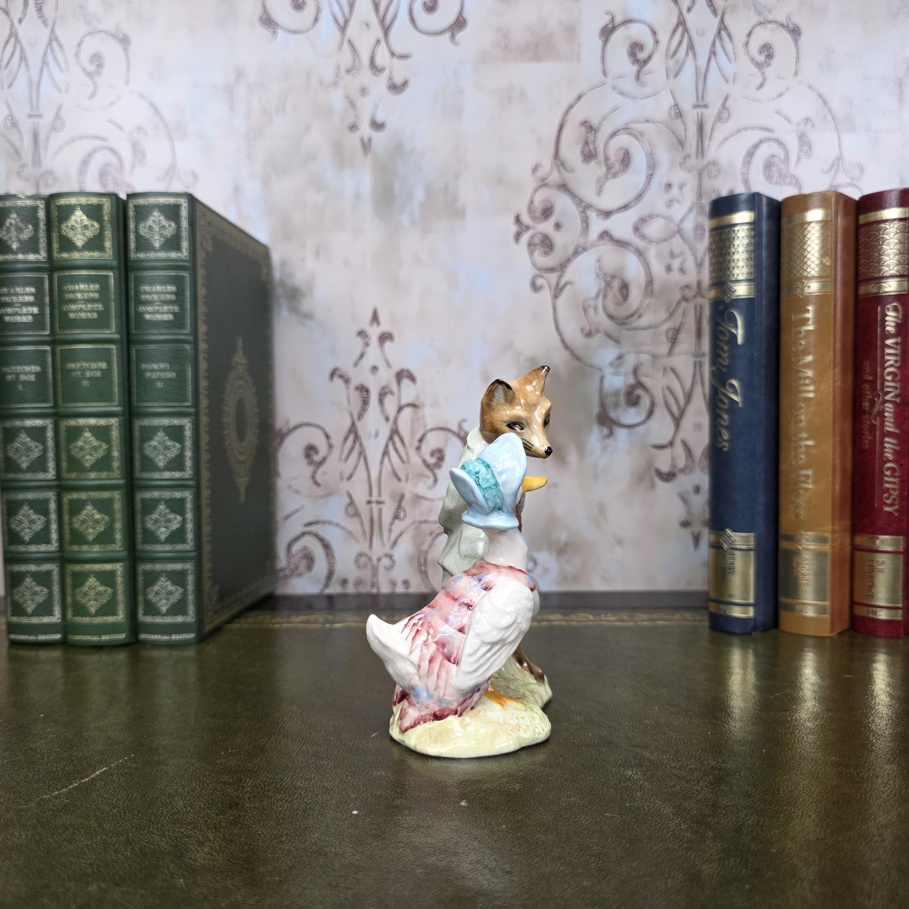 Royal Albert Jemima Puddleduck with Foxy Whiskered Gentleman Figurine | 1989 Bone China Figure
