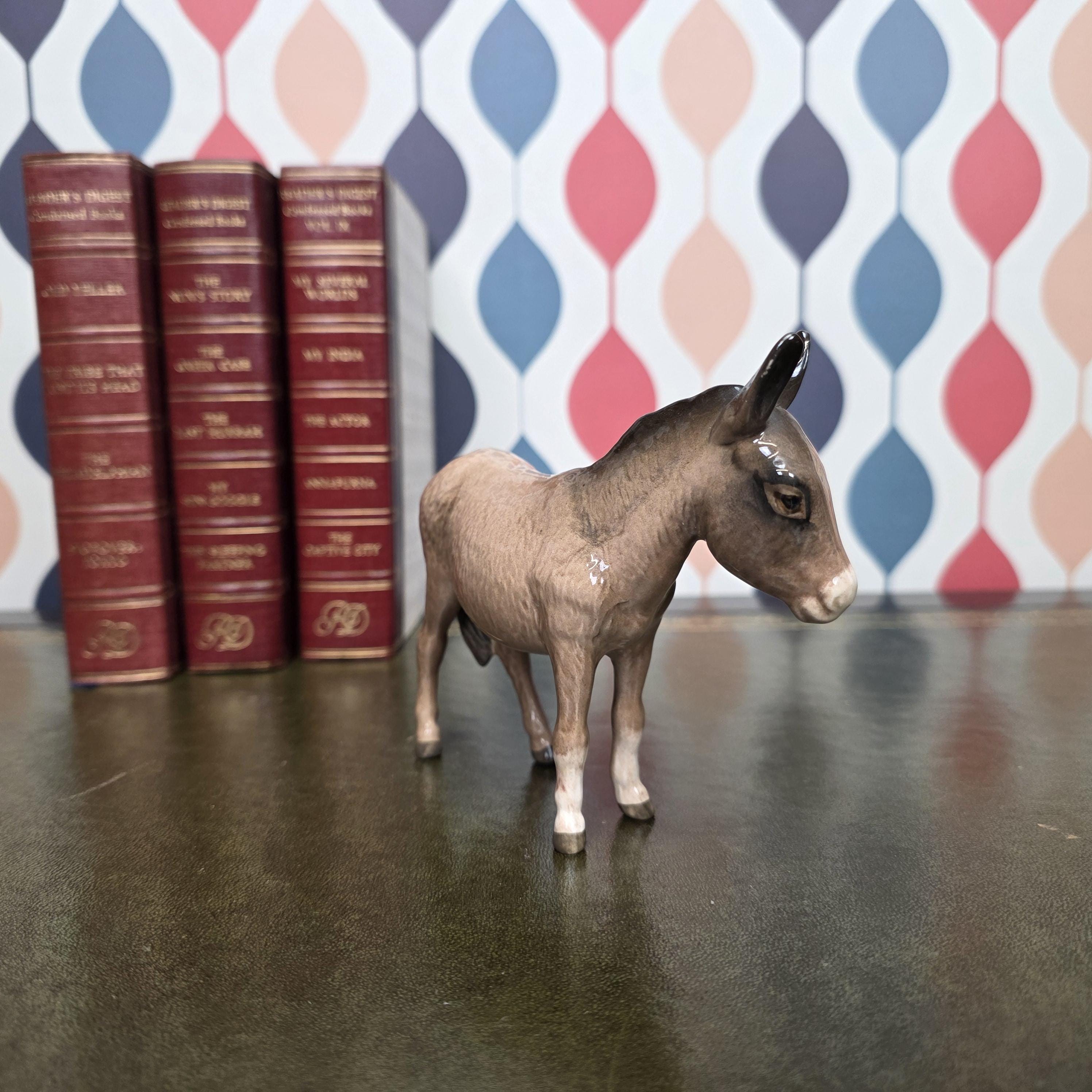 Beswick Donkey Figurine England Vintage Ceramic Farm Animal Ornament Brown Glazed Donkey Figure British