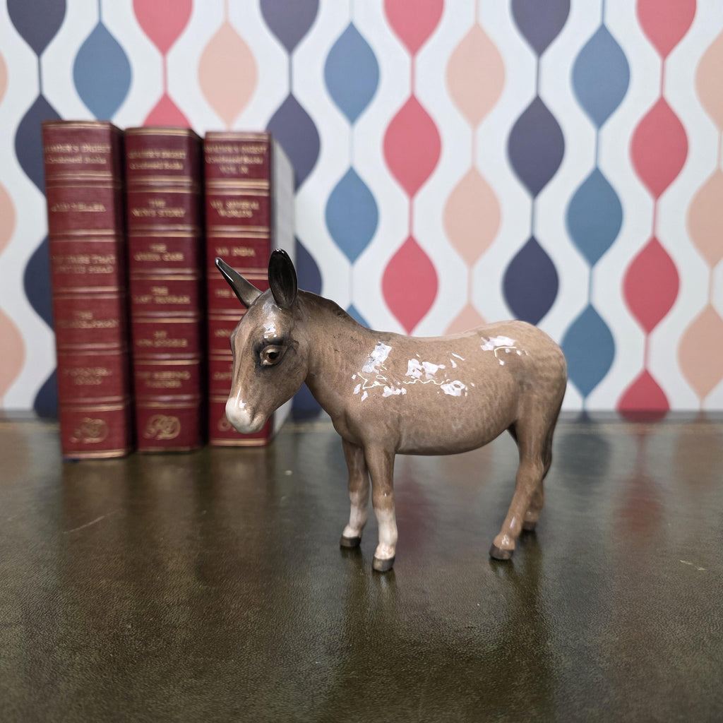 Beswick Donkey Figurine England Vintage Ceramic Farm Animal Ornament Brown Glazed Donkey Figure British