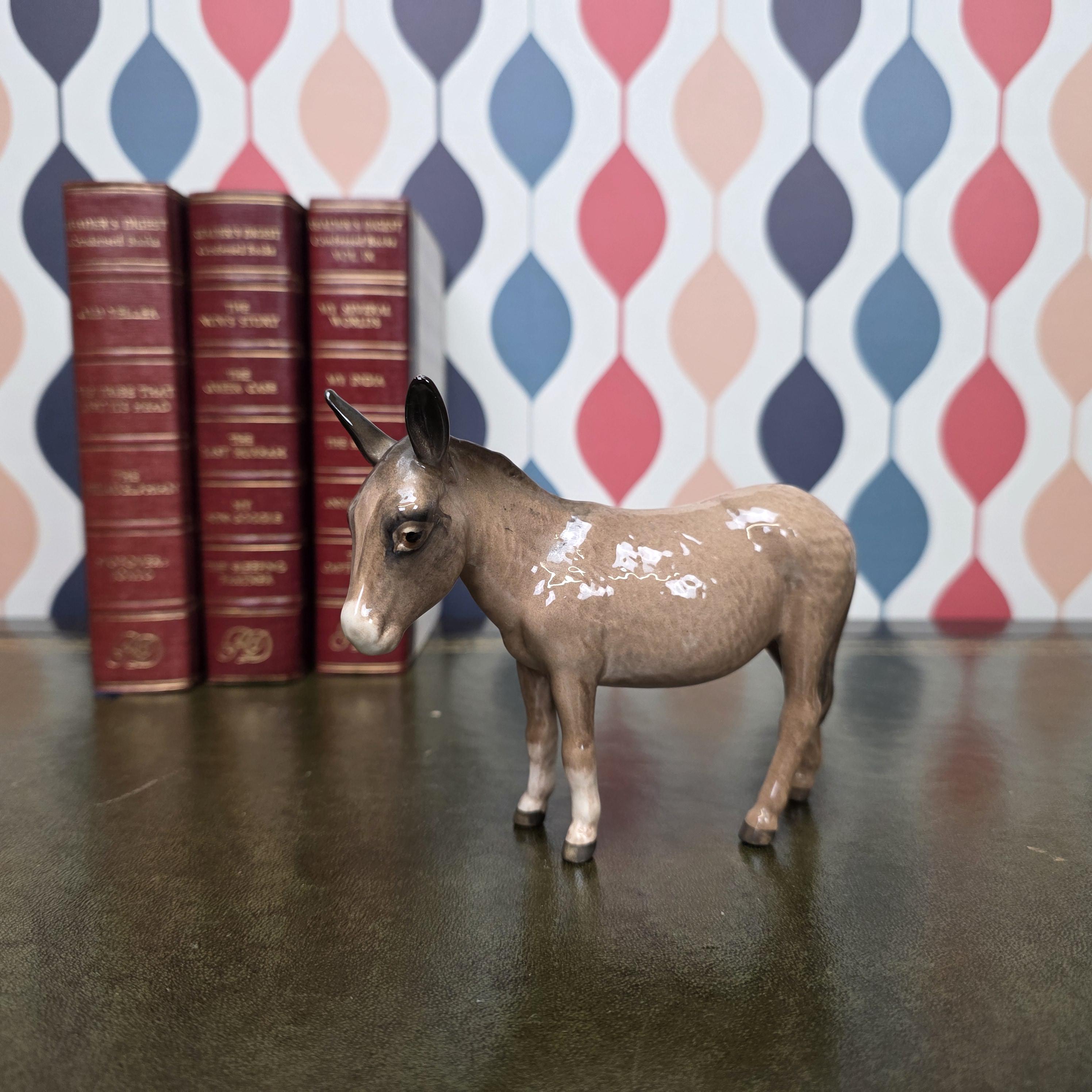 Beswick Donkey Figurine England Vintage Ceramic Farm Animal Ornament Brown Glazed Donkey Figure British