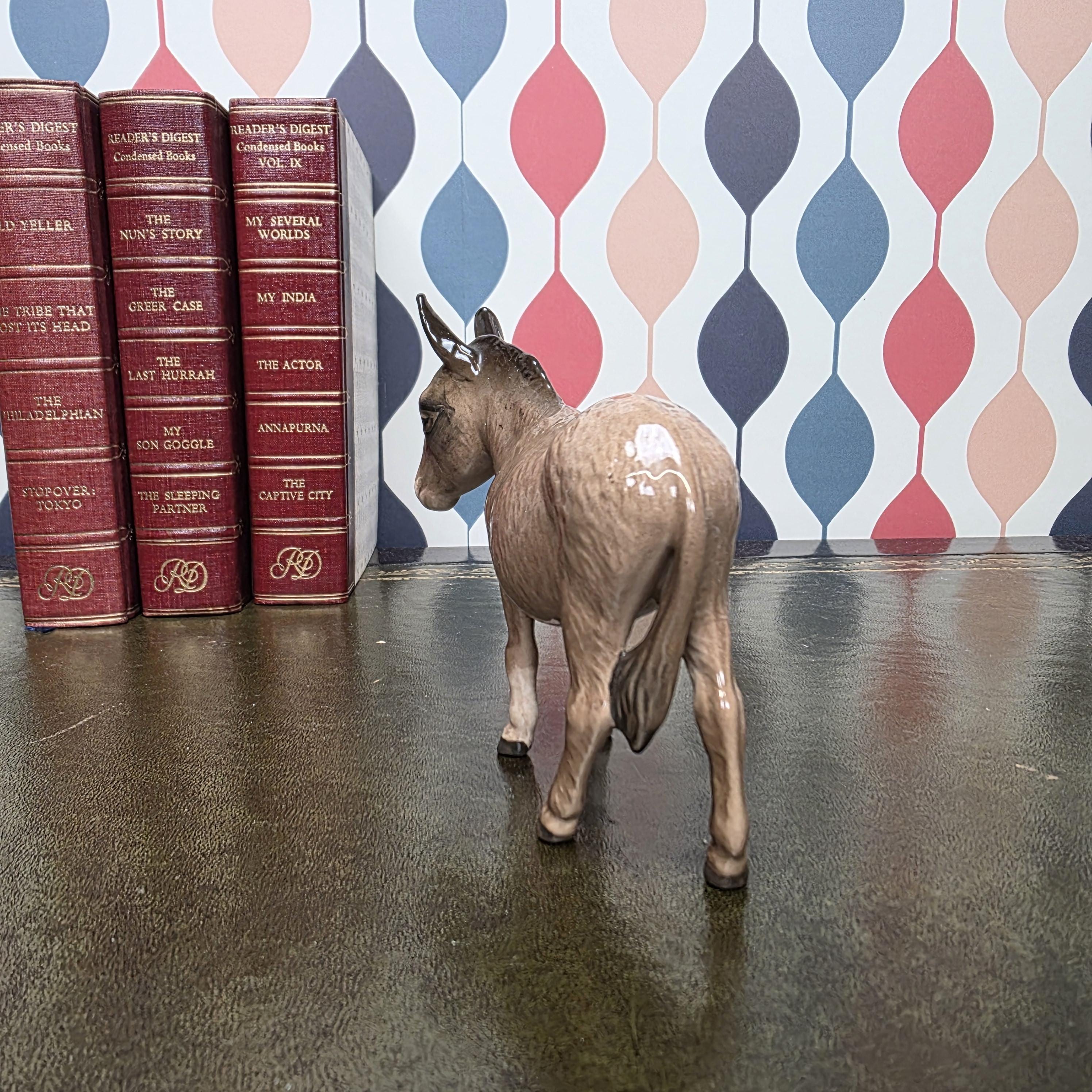 Beswick Donkey Figurine England Vintage Ceramic Farm Animal Ornament Brown Glazed Donkey Figure British