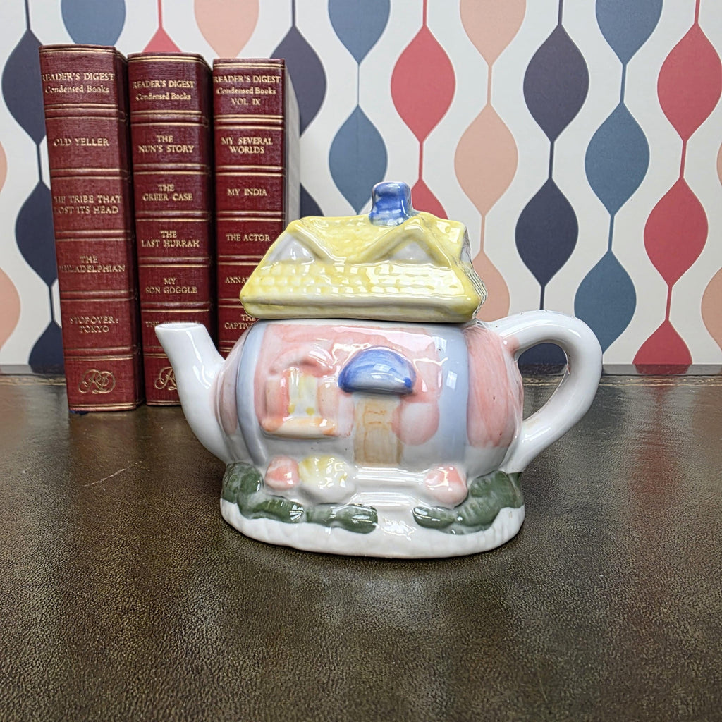 Hand Painted Ceramic Cottage House Teapot Vintage Novelty Teaware Collectible English Cottage Kitchen Decor
