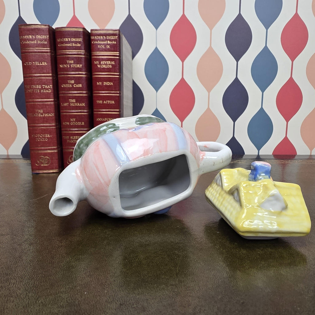 Hand Painted Ceramic Cottage House Teapot Vintage Novelty Teaware Collectible English Cottage Kitchen Decor