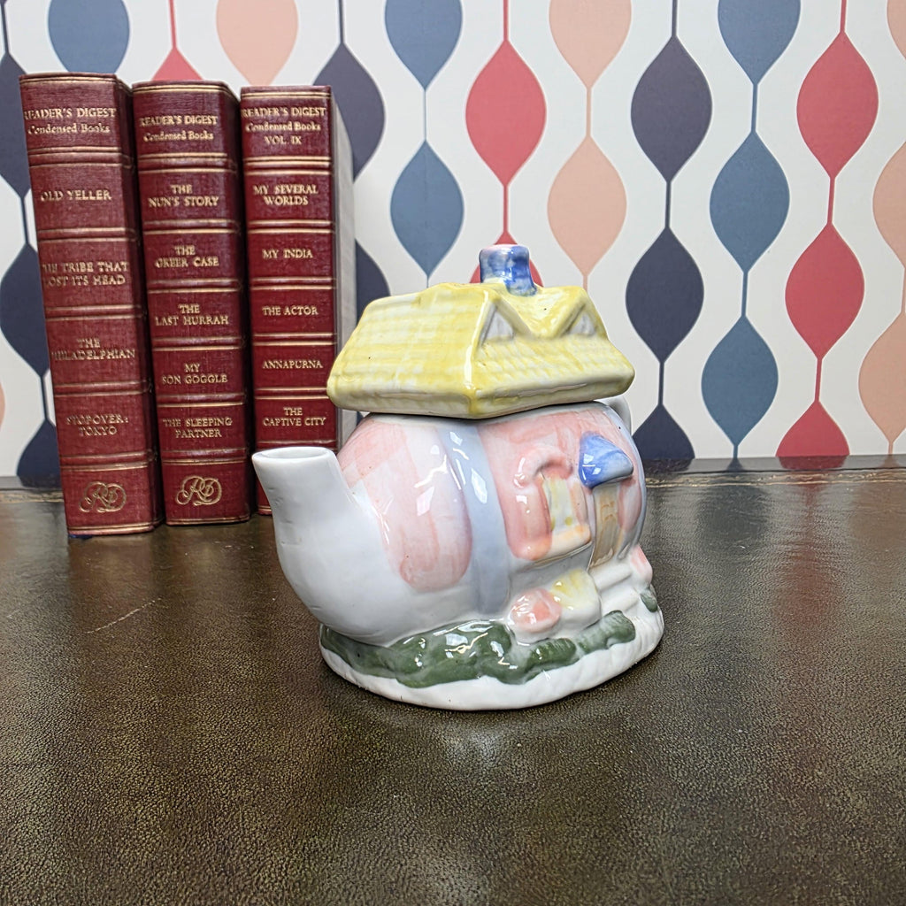 Hand Painted Ceramic Cottage House Teapot Vintage Novelty Teaware Collectible English Cottage Kitchen Decor