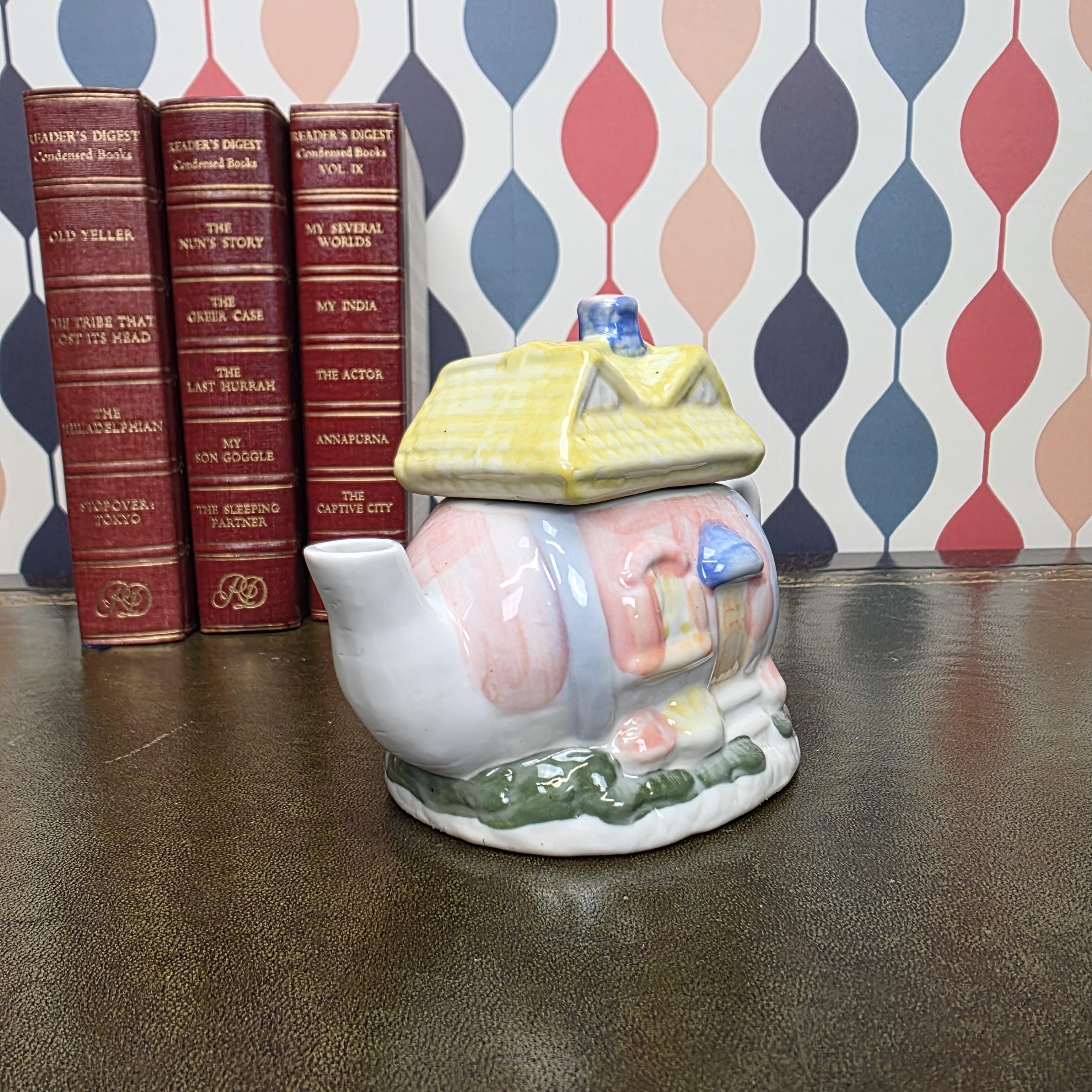 Hand Painted Ceramic Cottage House Teapot Vintage Novelty Teaware Collectible English Cottage Kitchen Decor
