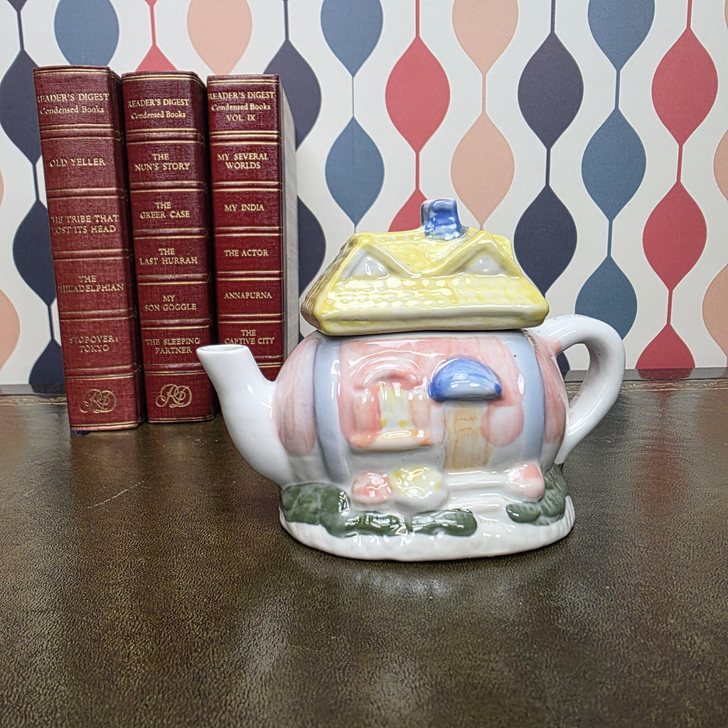 Hand Painted Ceramic Cottage House Teapot Vintage Novelty Teaware Collectible English Cottage Kitchen Decor
