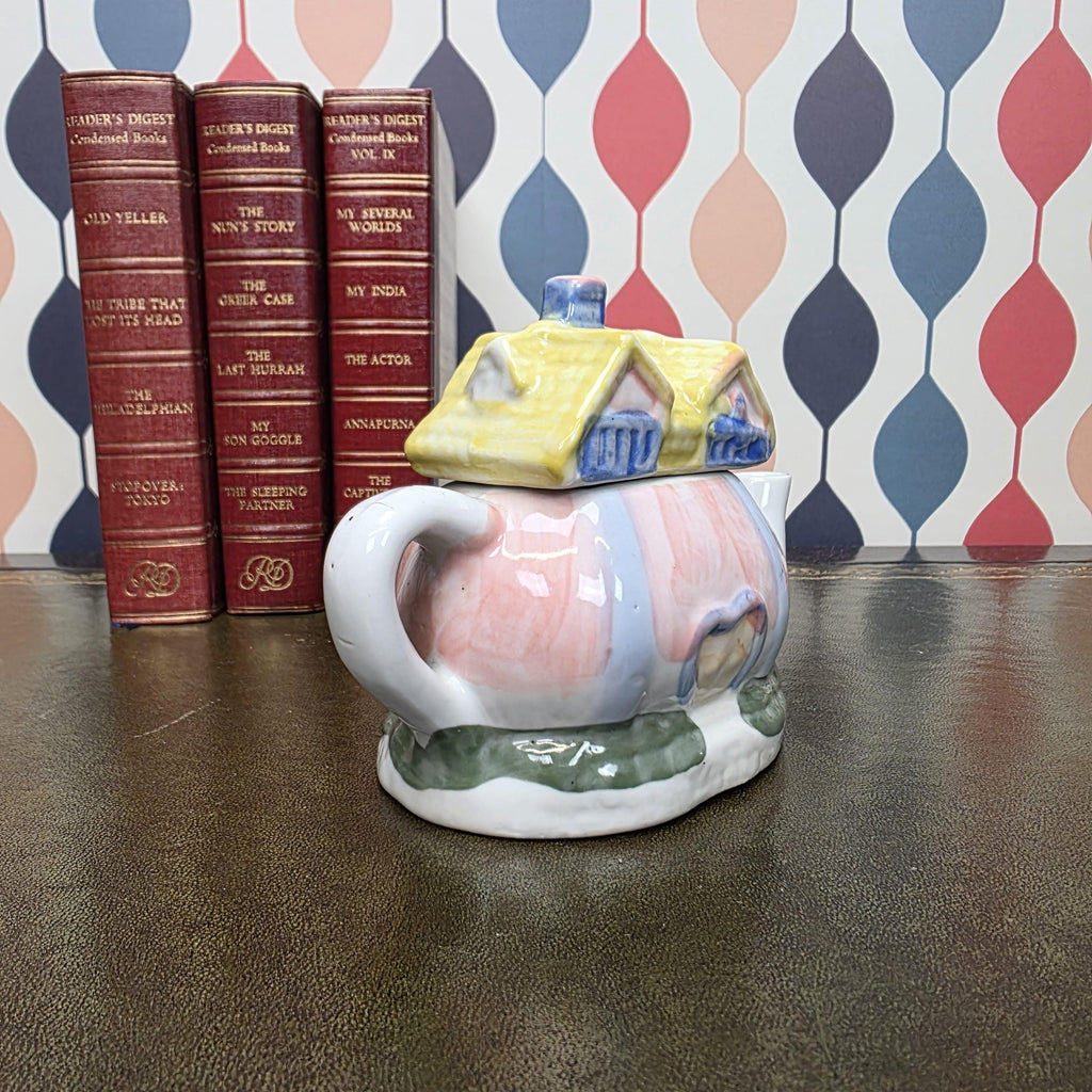 Hand Painted Ceramic Cottage House Teapot Vintage Novelty Teaware Collectible English Cottage Kitchen Decor