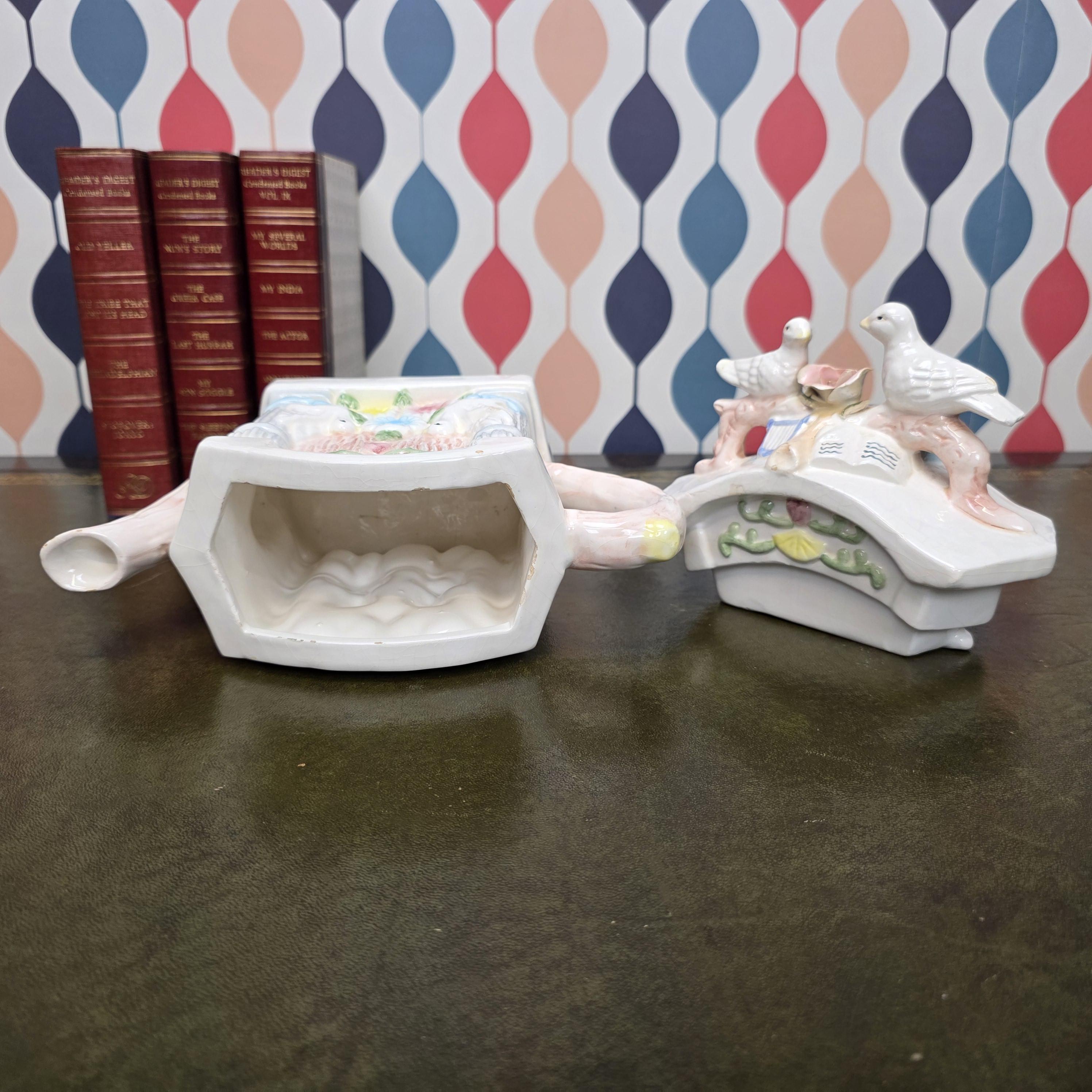 Vintage Bird Ceramic Cottage Dove Figurine Novelty Tea Pot Collectible Teaware Cottagecore Kitchen Decor
